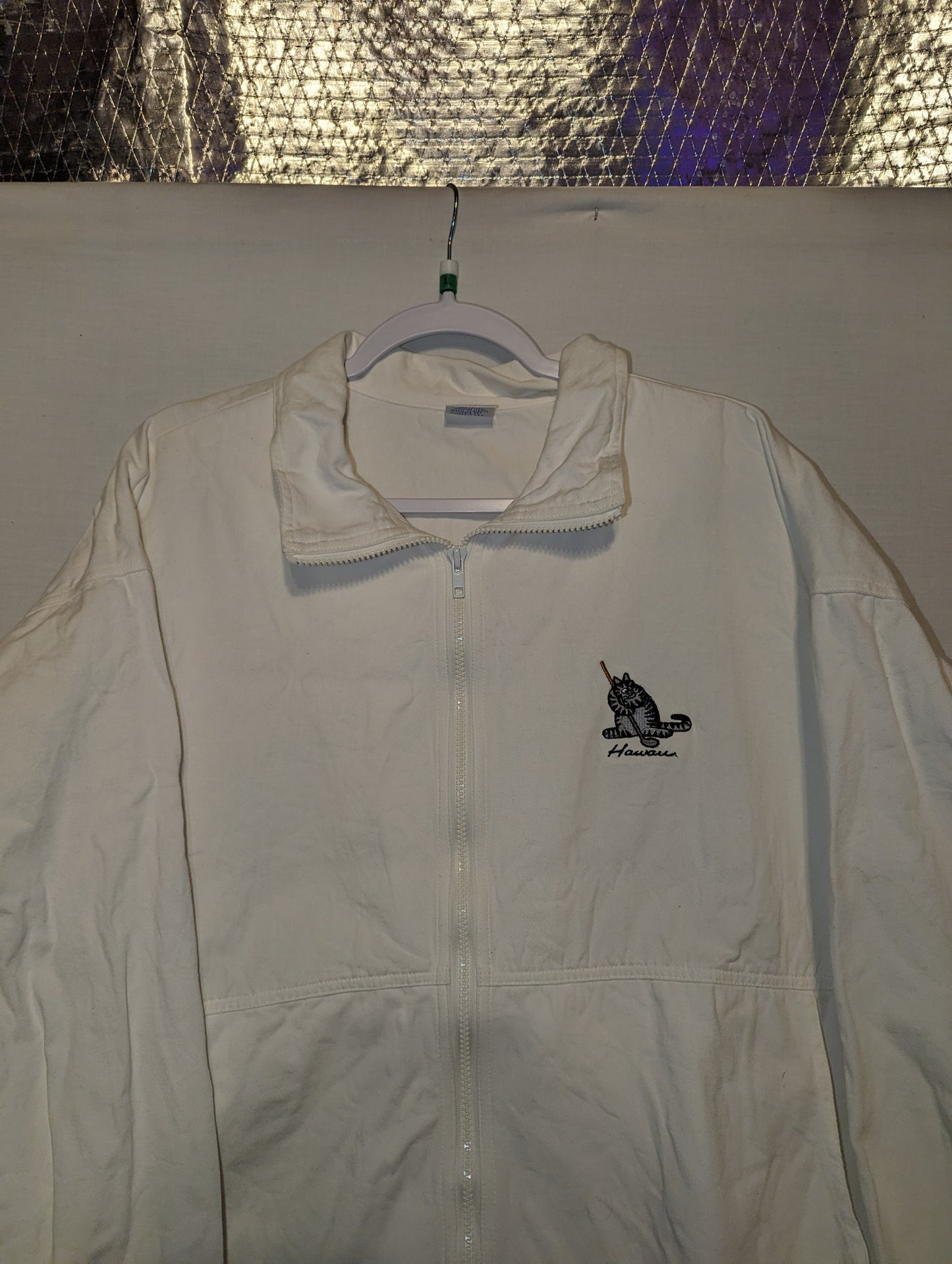 80s / 90s B Kliban Embroidered Hawaii Cat Crazy Shirt full zip jacket