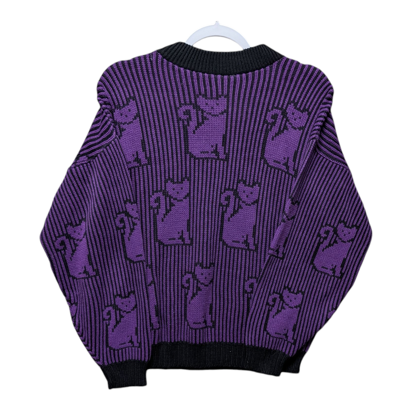80s Knit Cat AOP Granny Sweater