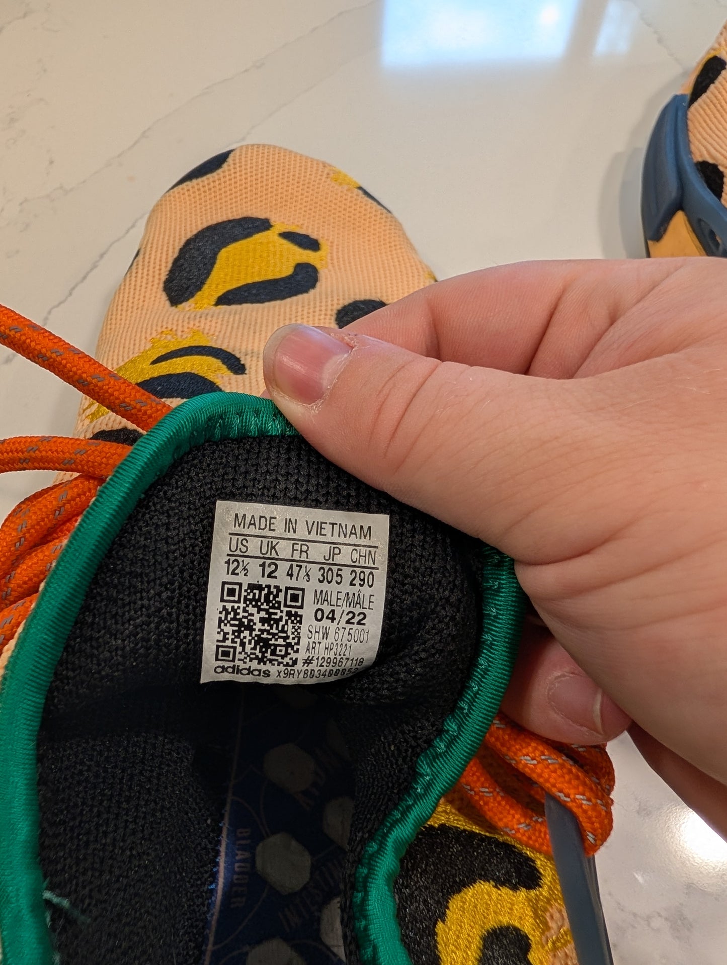 2022 Adidas NMD Hu Pharrell Animal Print Amber Sneakers
