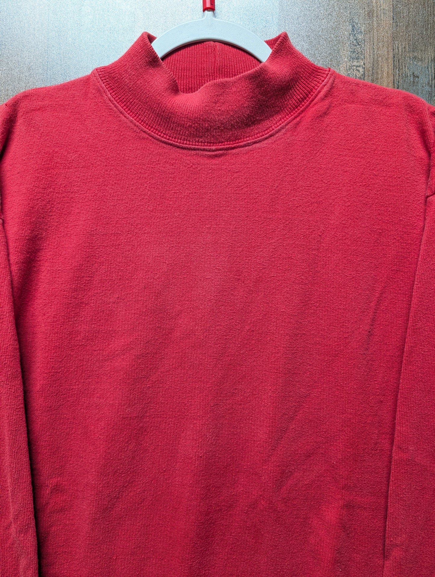90s Red LL Bean Mock Neck Long Sleeve Shirt