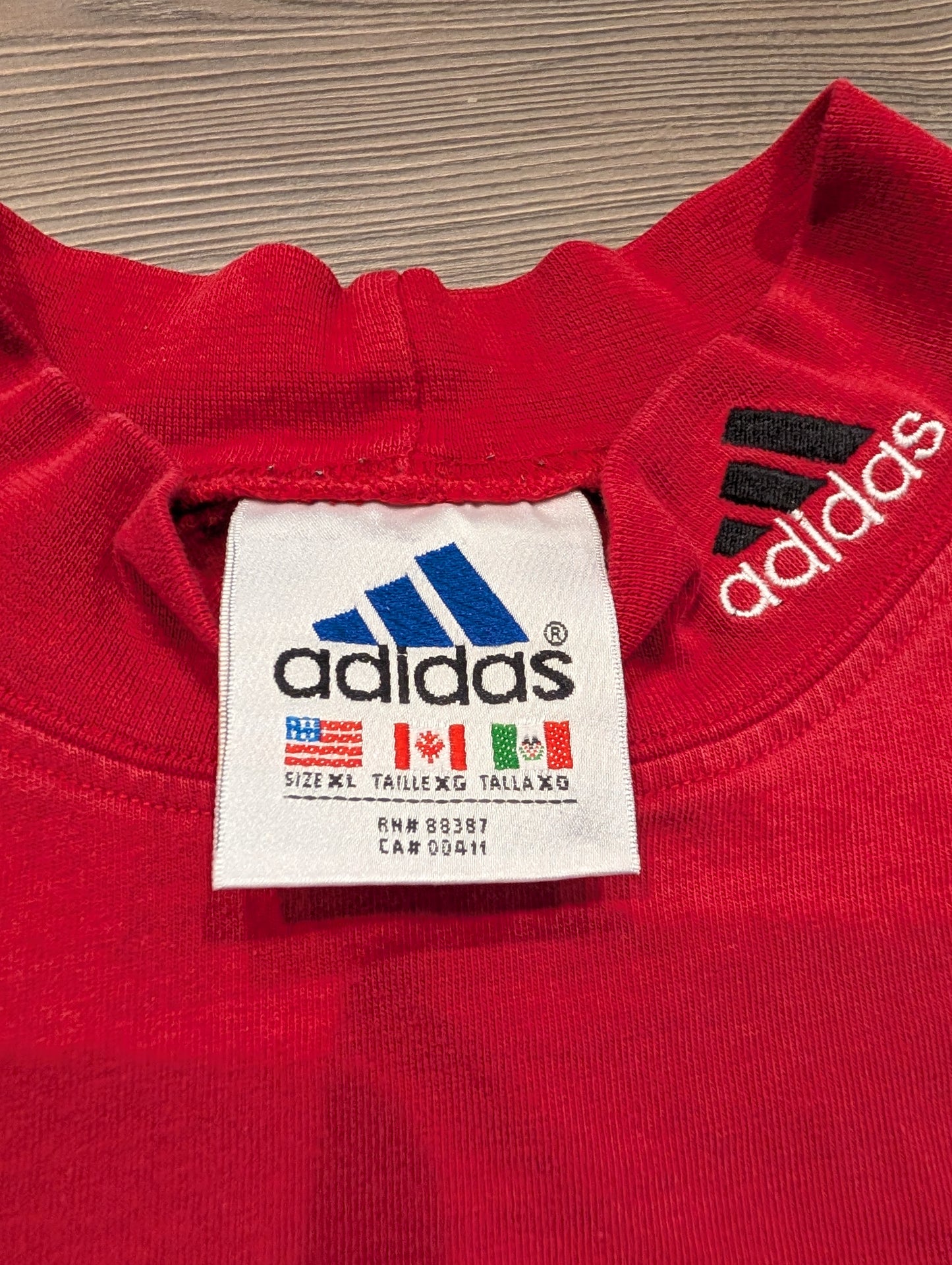 90's Red Mock Neck Adidas Longsleeve T shirt
