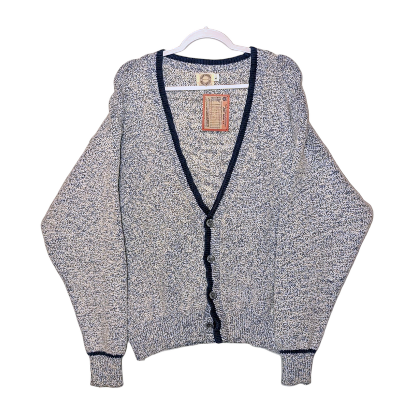 80s / 90s Heather blue and white cardigan sweater