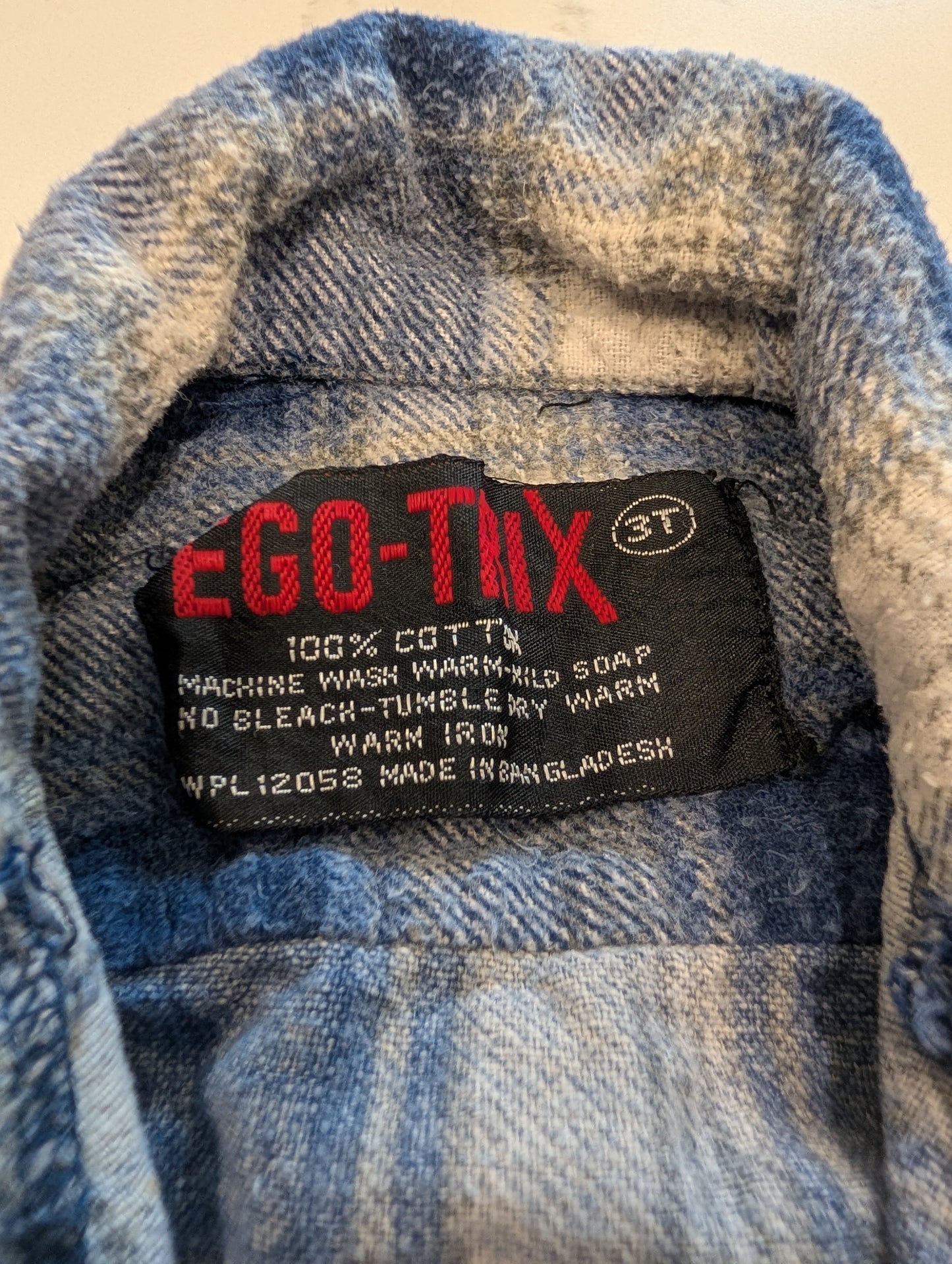 90s Youth AOP Blue Plaid Button-up Flannel