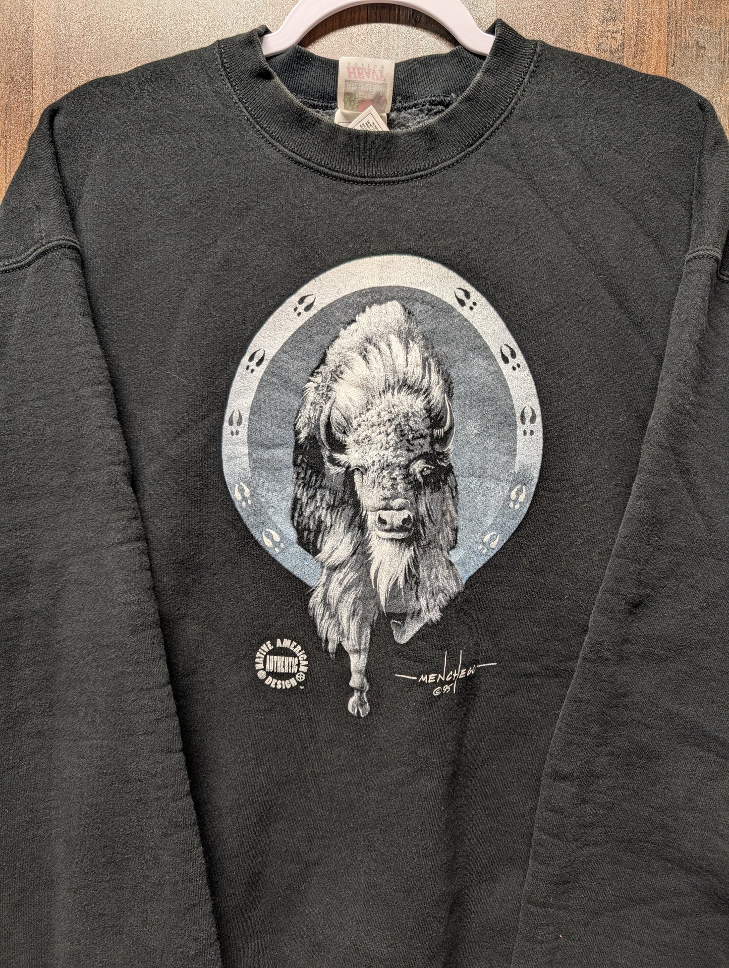 1995 Wild Buffalo Native American Design Crewneck Sweatshirt