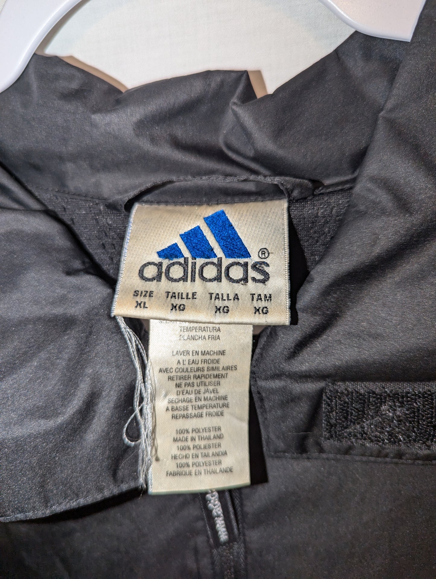 90s Adidas Black and Navy Windbreaker jacket