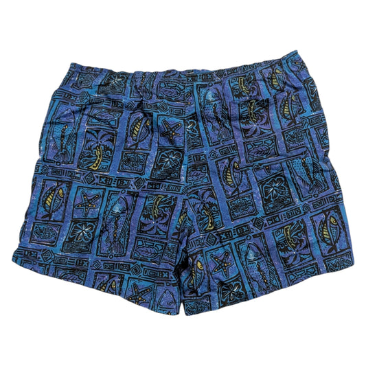 80s/90s AOP Pacific Tribal Patterned Swim Shorts