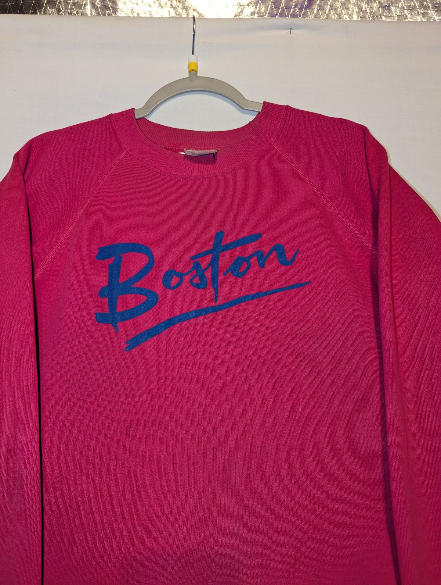 80s Pink Boston Crewneck Sweatshirt