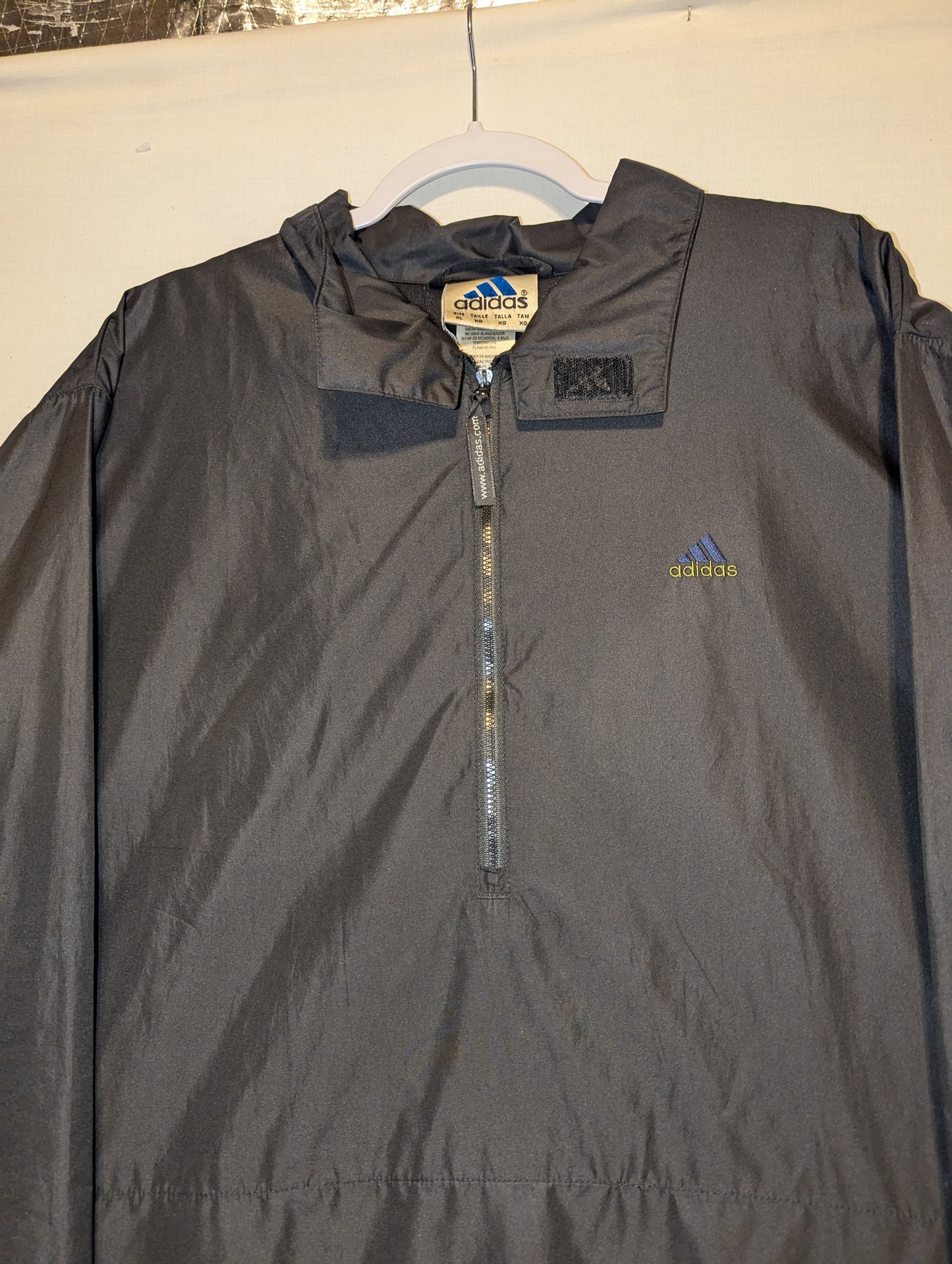 90s Adidas Black and Navy Windbreaker jacket