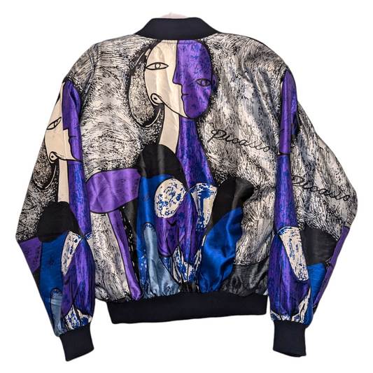 80s Pablo Picasso Satin AOP Full Zip Bomber jacket