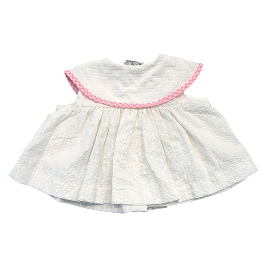 80s/90s Youth Sleeveless Pink Flower Collared Shirt