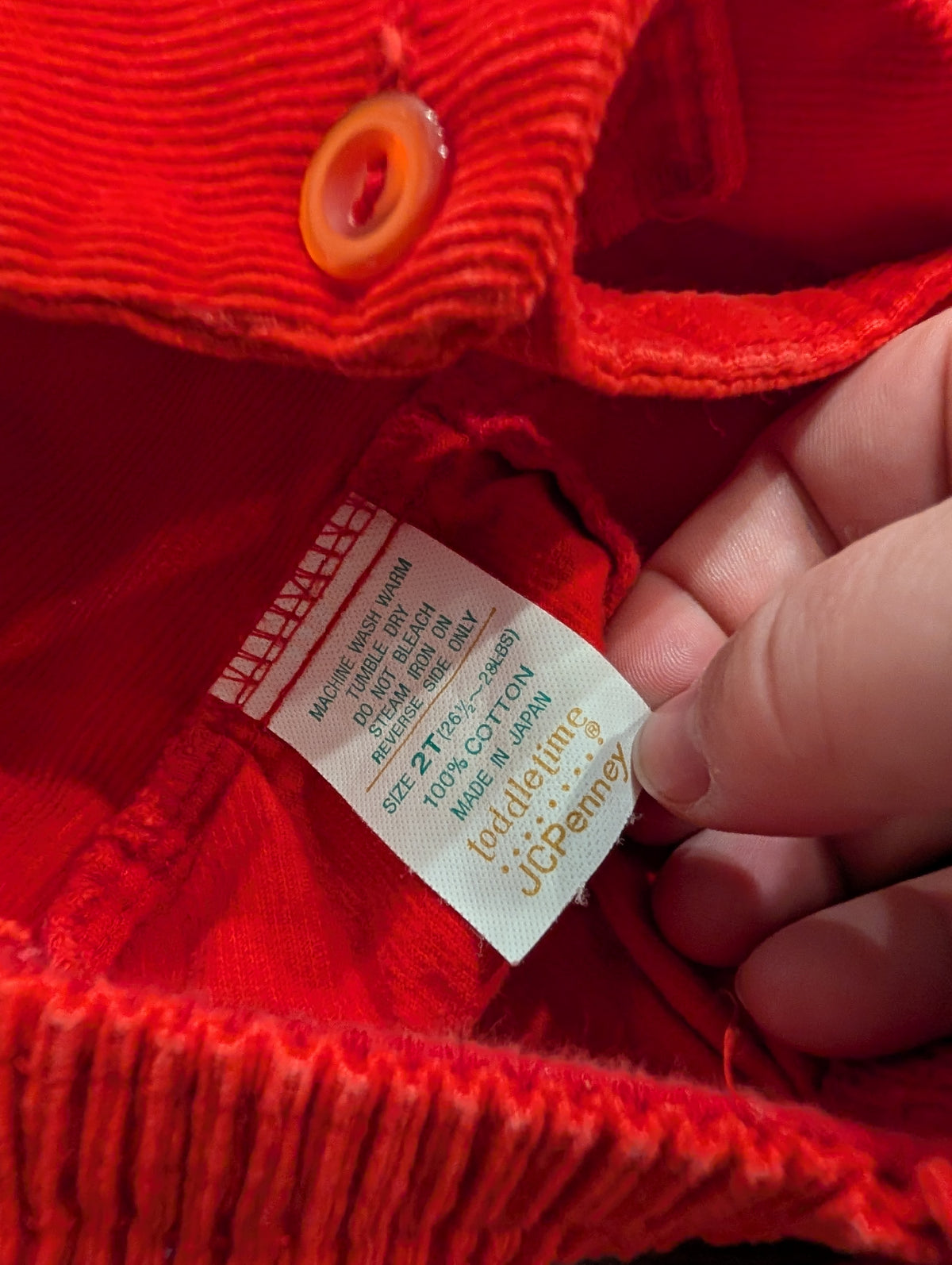 70s/80s Youth Solid Red Corduroy Overalls