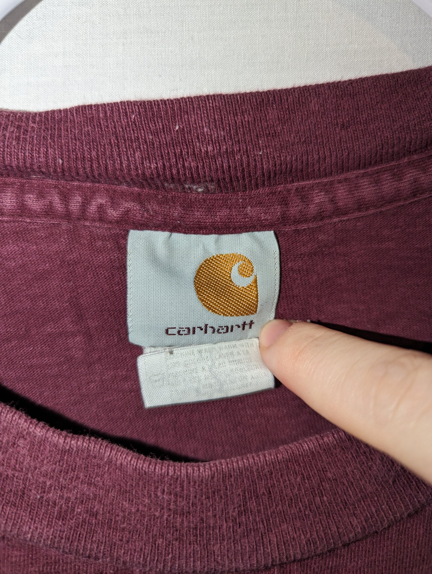 Y2K Carhartt maroon pocket t shirt