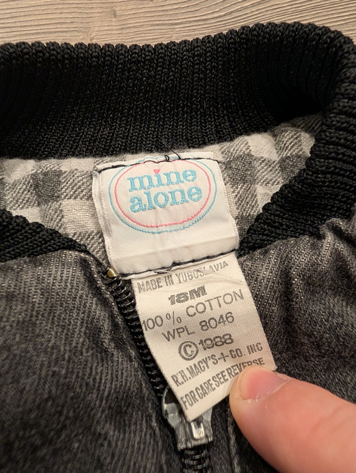 1988 Youth Stone Washed Black Denim Bomber Jacket
