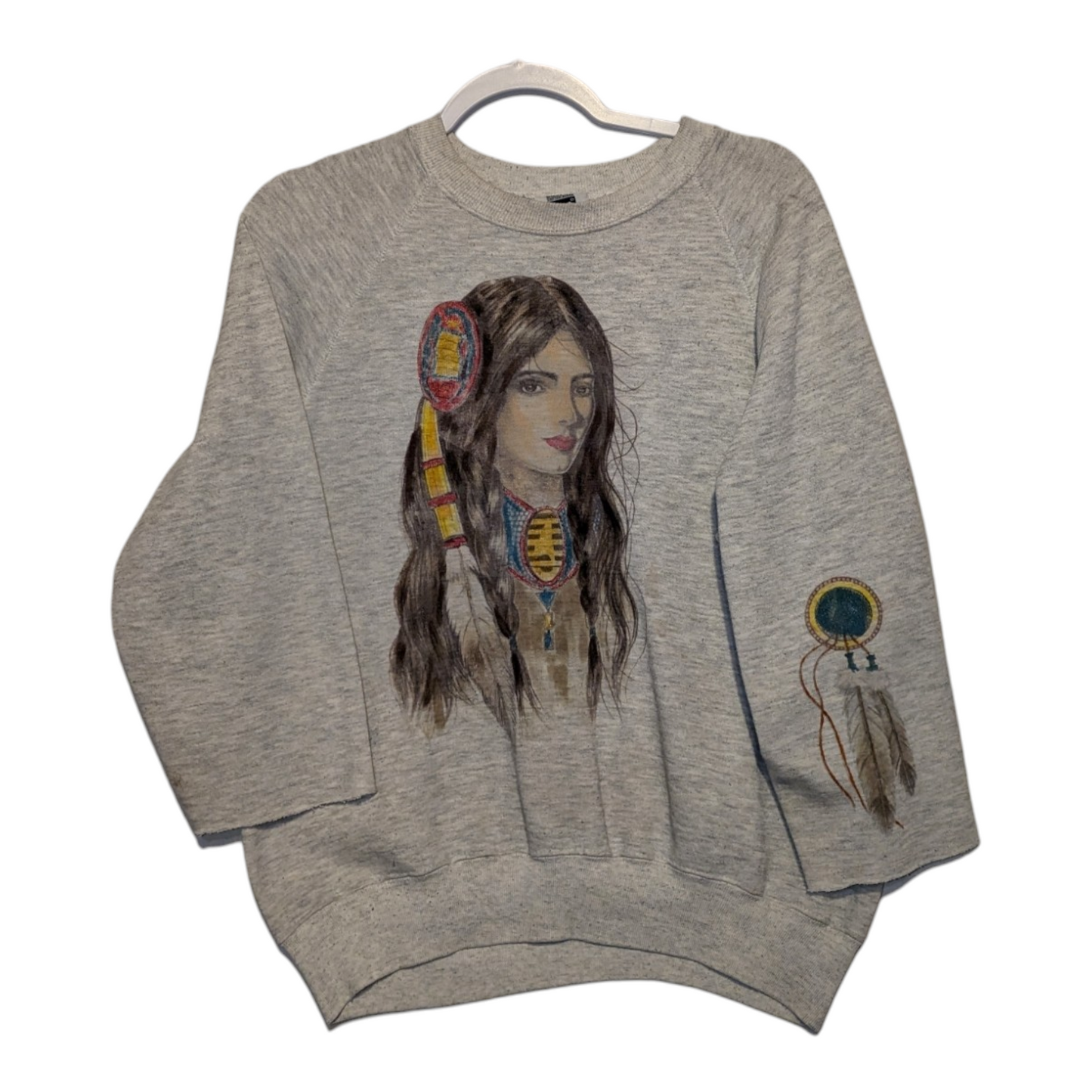 80s / 90s Custom hand drawn Native American Indigenous art crewneck sweatshirt