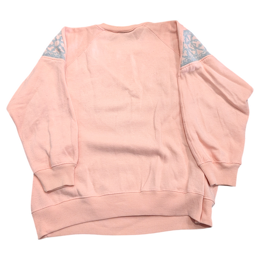 80's Pink V Shaped Knit Inlay Crewneck sweatshirt