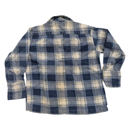 90s Youth AOP Blue Plaid Button-up Flannel