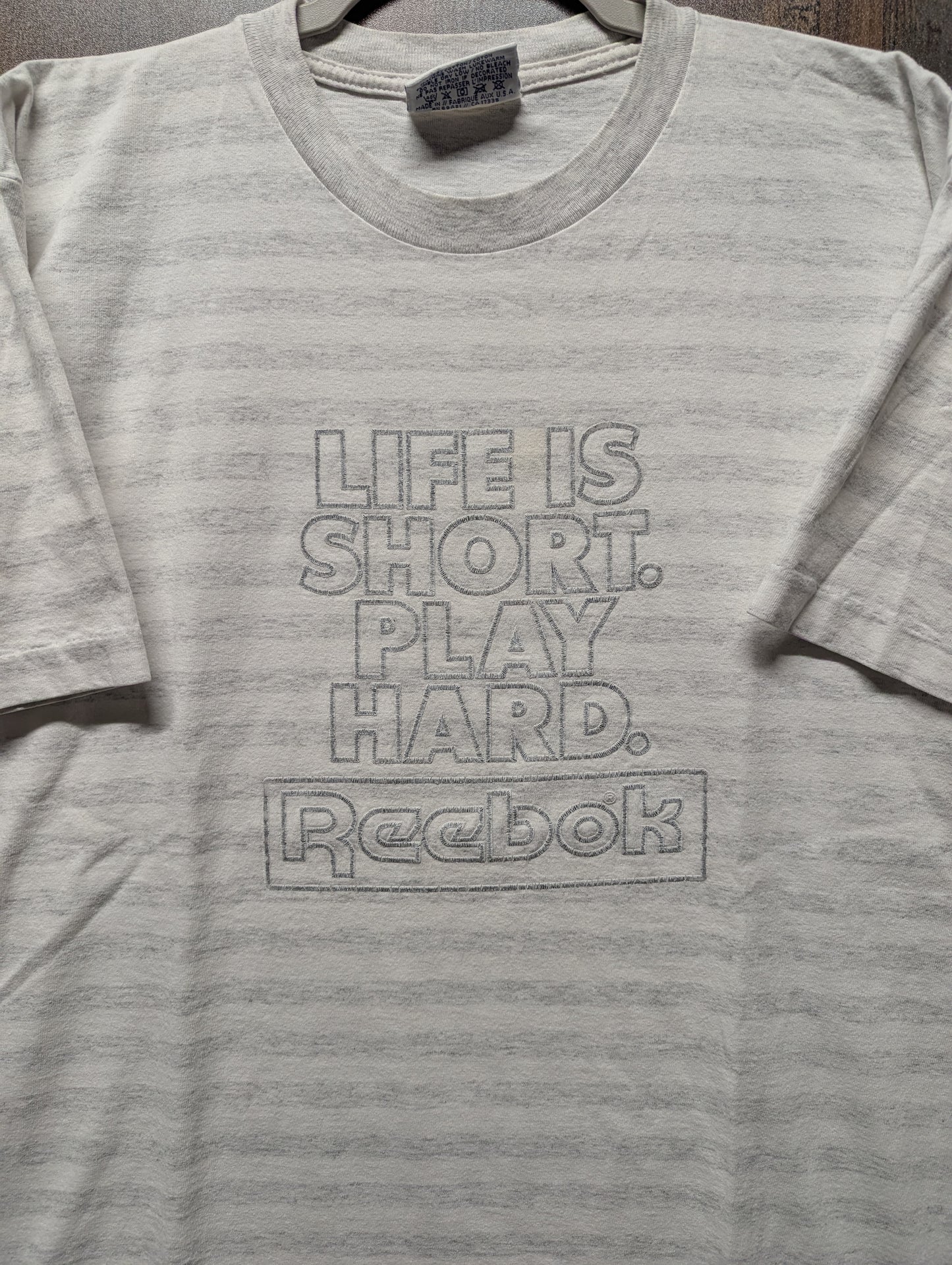 90s Reebok Life is Short Play Hard t shirt