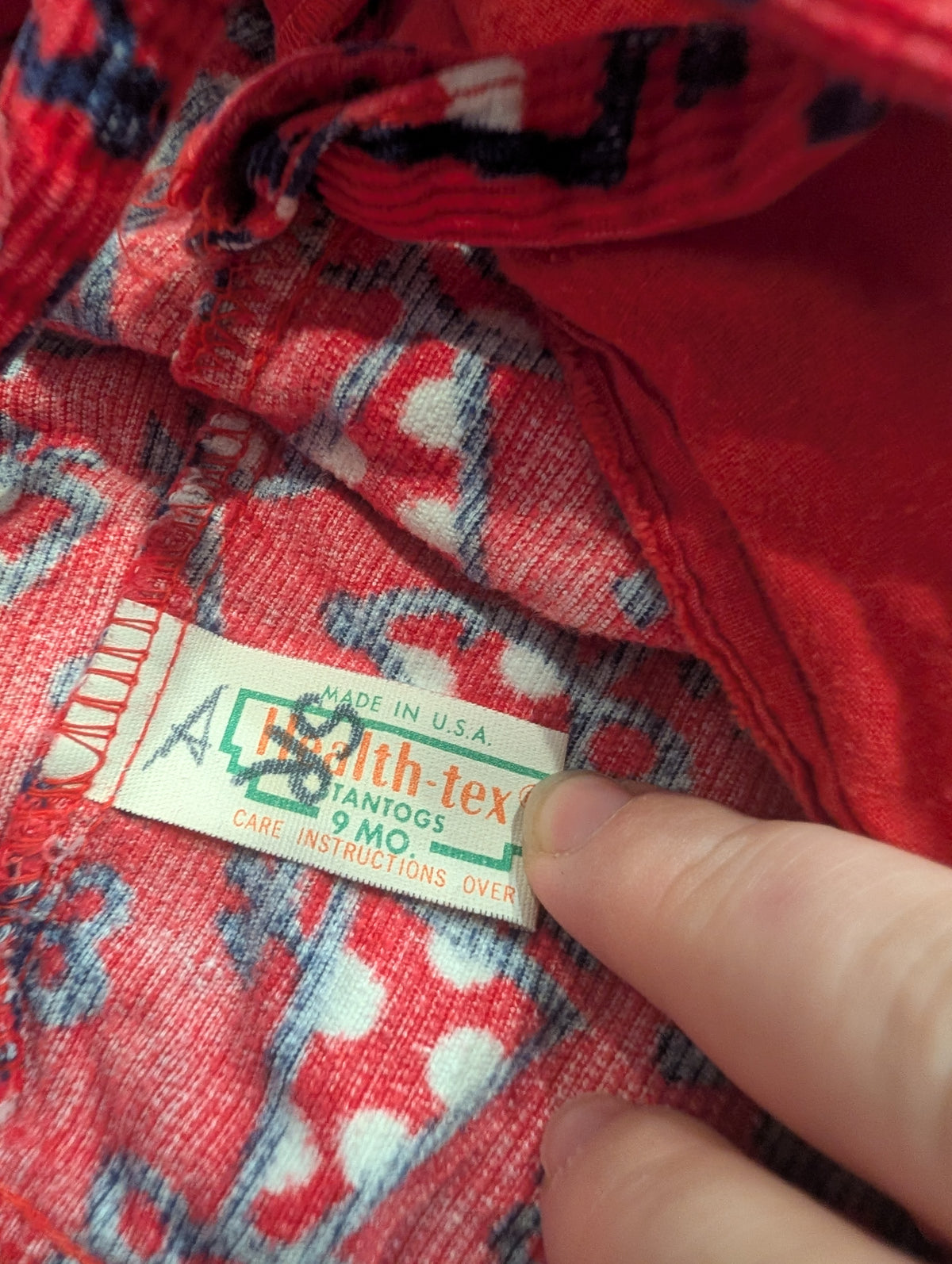 90s Youth Red Corduroy With AOP Polka-Dotted Toy Mouse Overalls