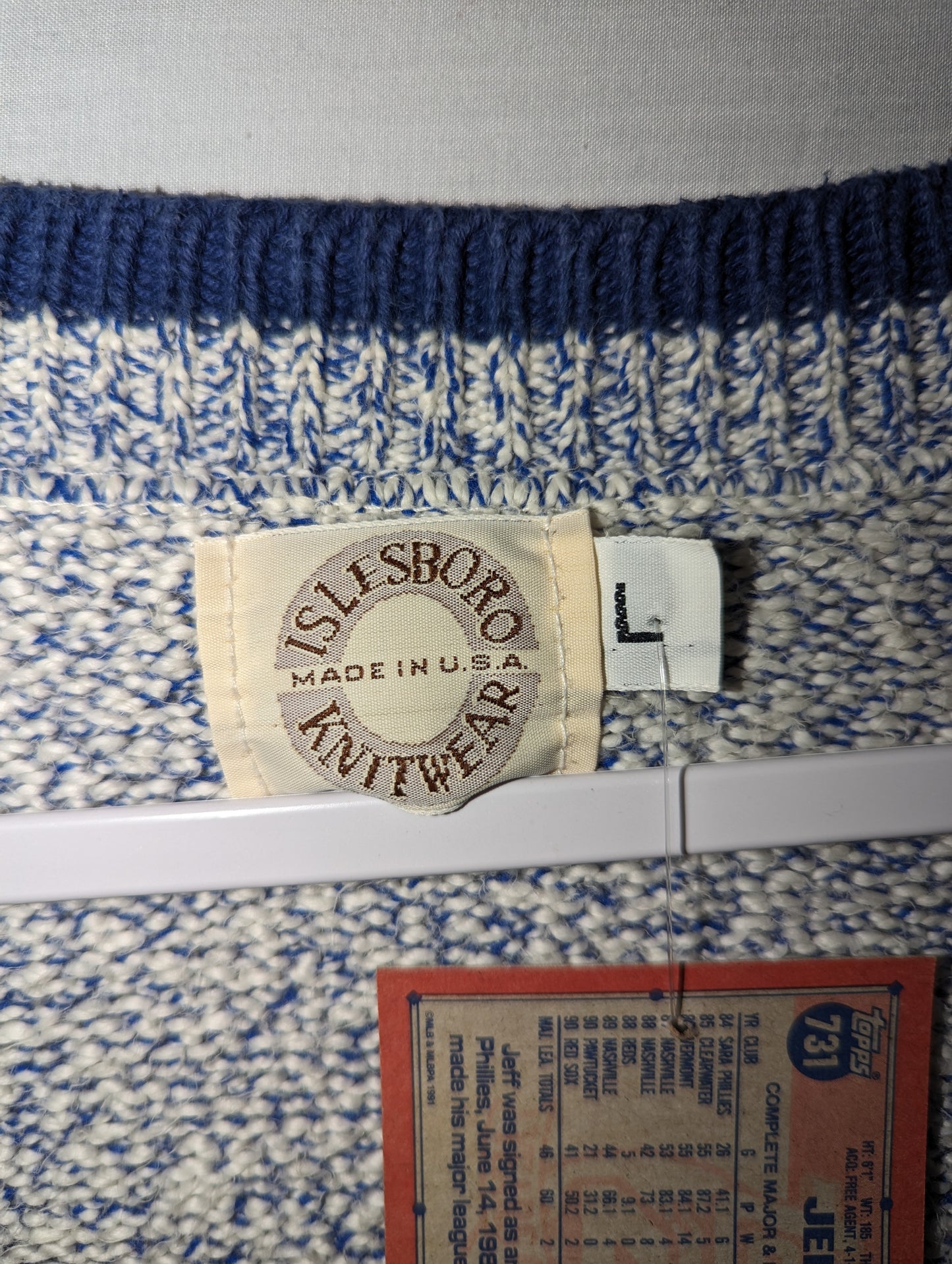 80s / 90s Heather blue and white cardigan sweater