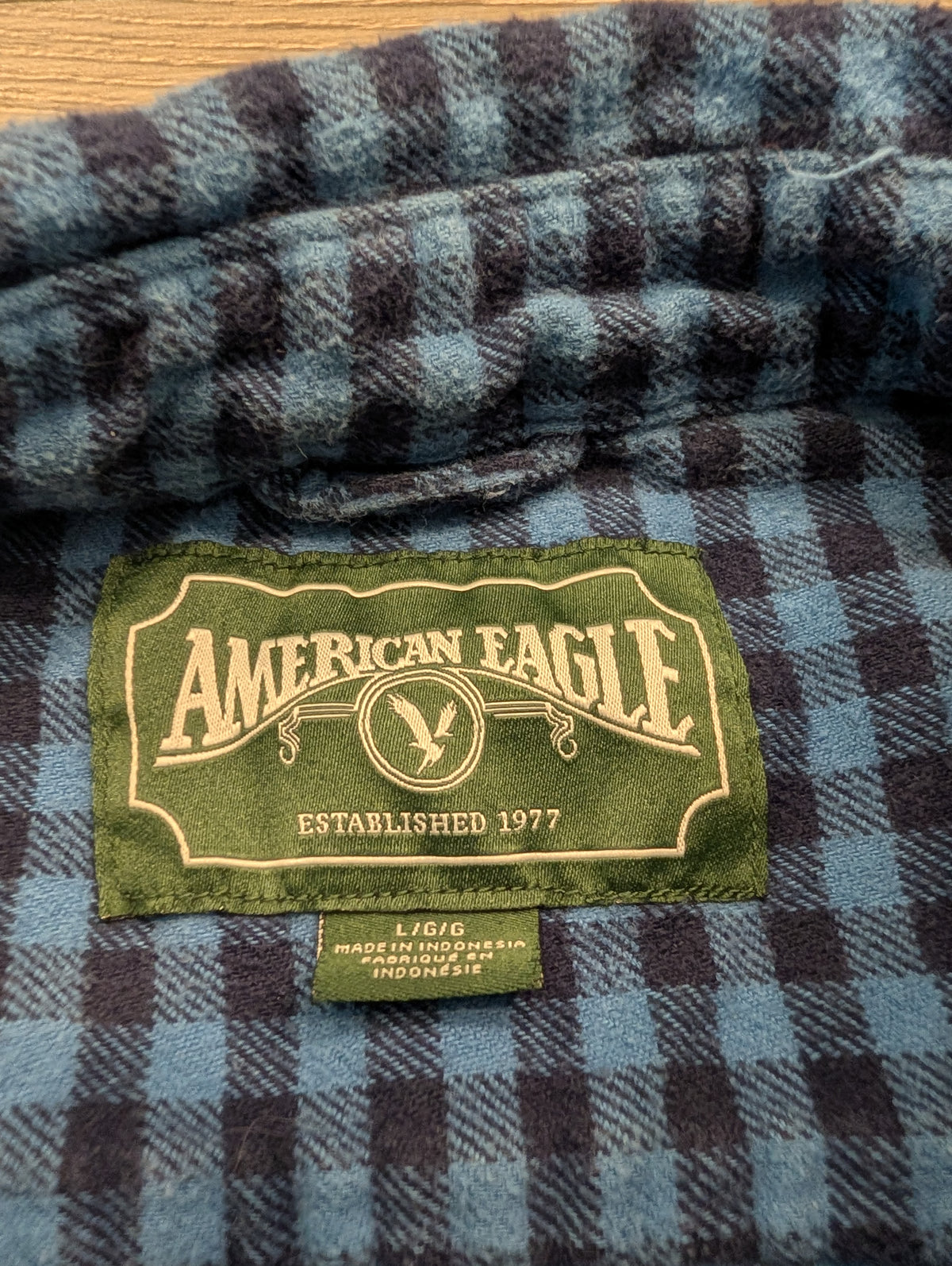 Y2K American Eagle Blue Checkered Flannel Shirt