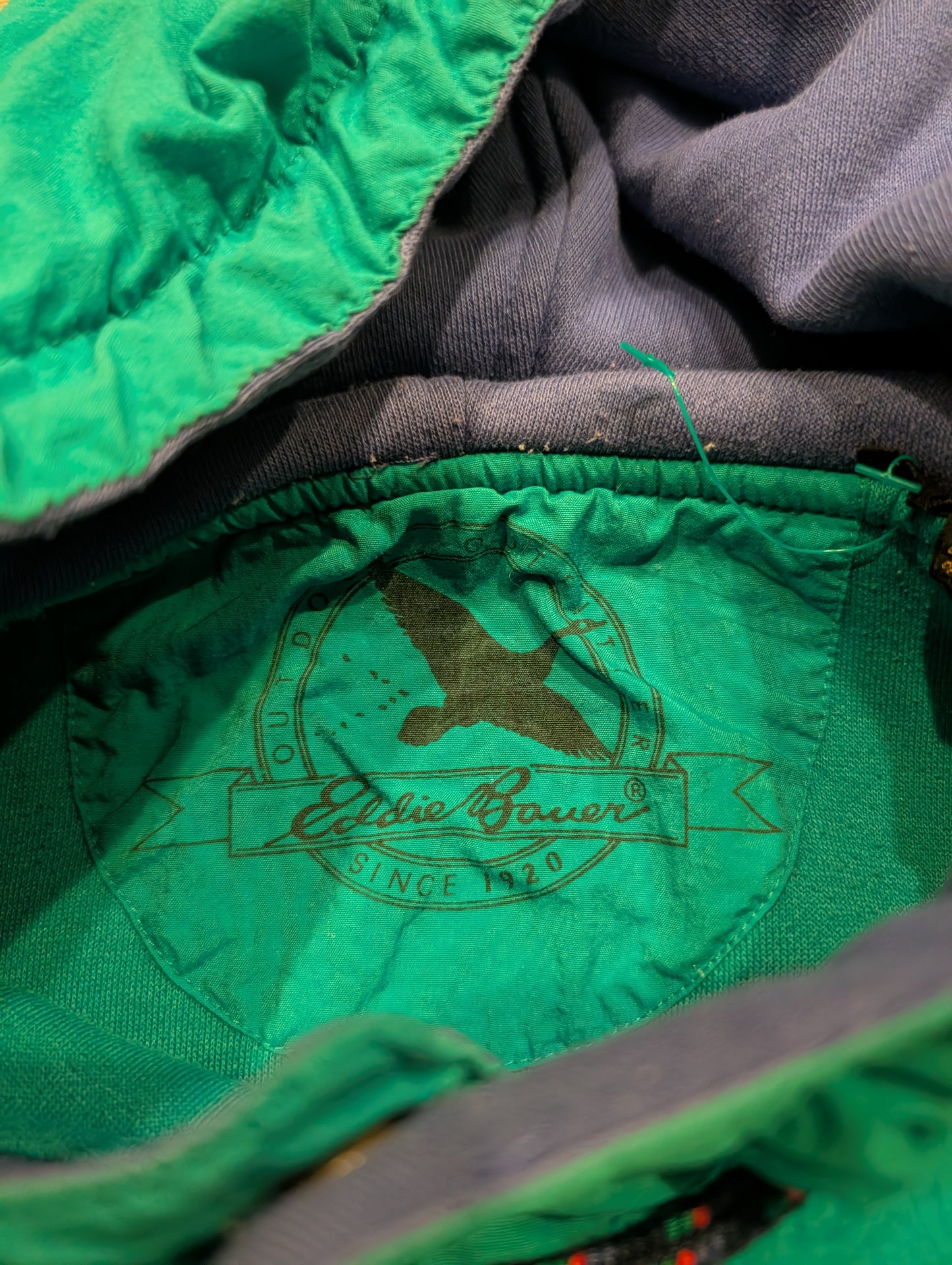 90's Eddie Bauer Teal Green 3/4 Snap Pull-Over Hoodie