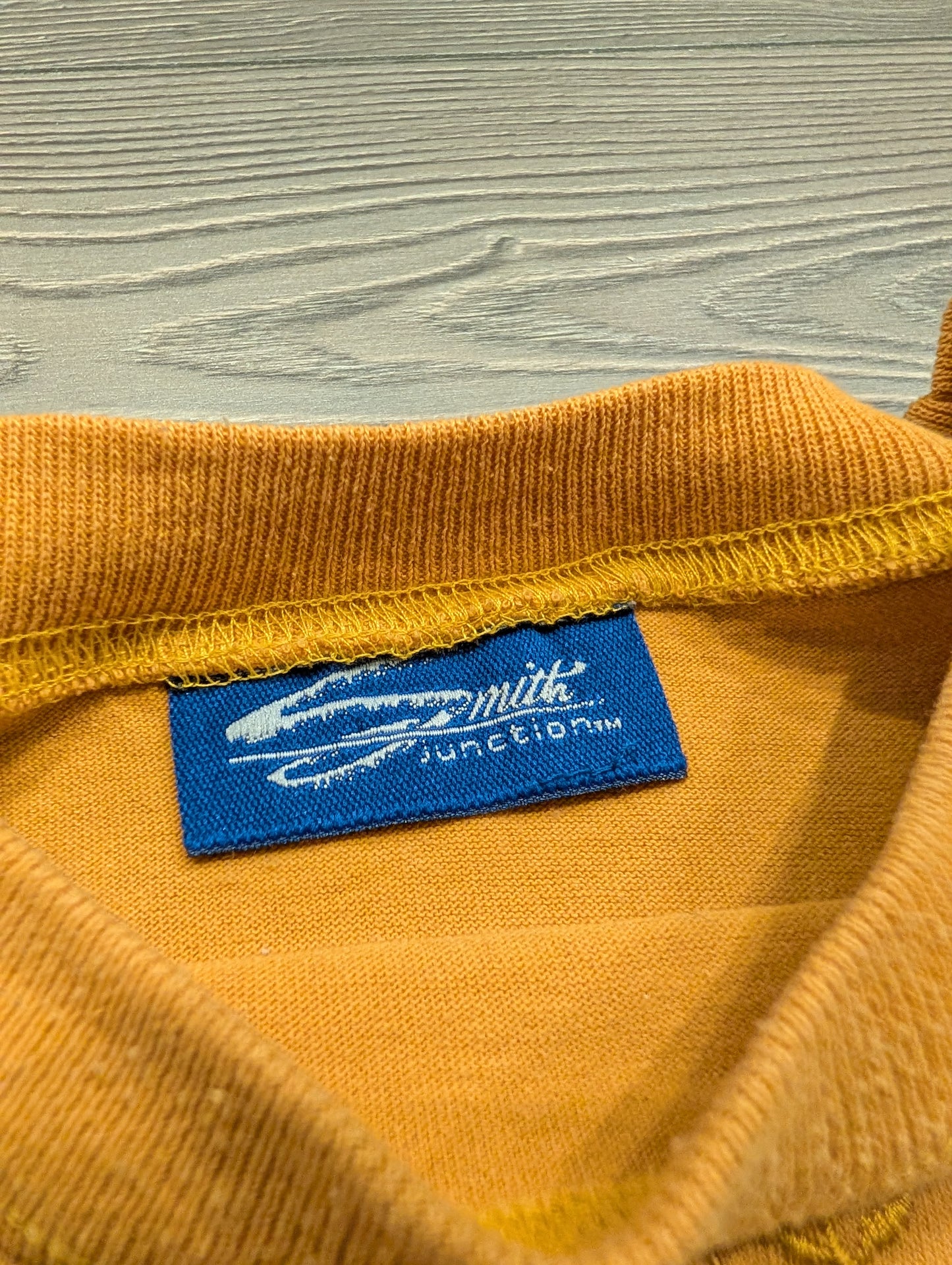 80s/90s Solid Yellow High Neck with Embroidered Royal Crown Logo T shirt
