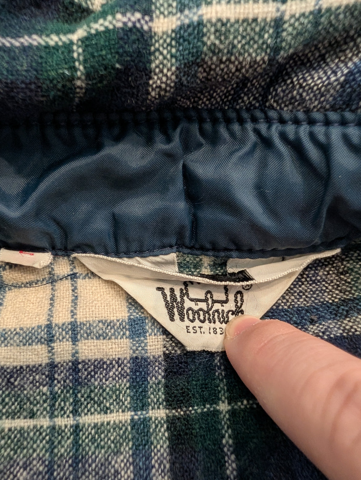 70s/80s Woolrich Blue Green White Plaid Button Down Flannel Shirt