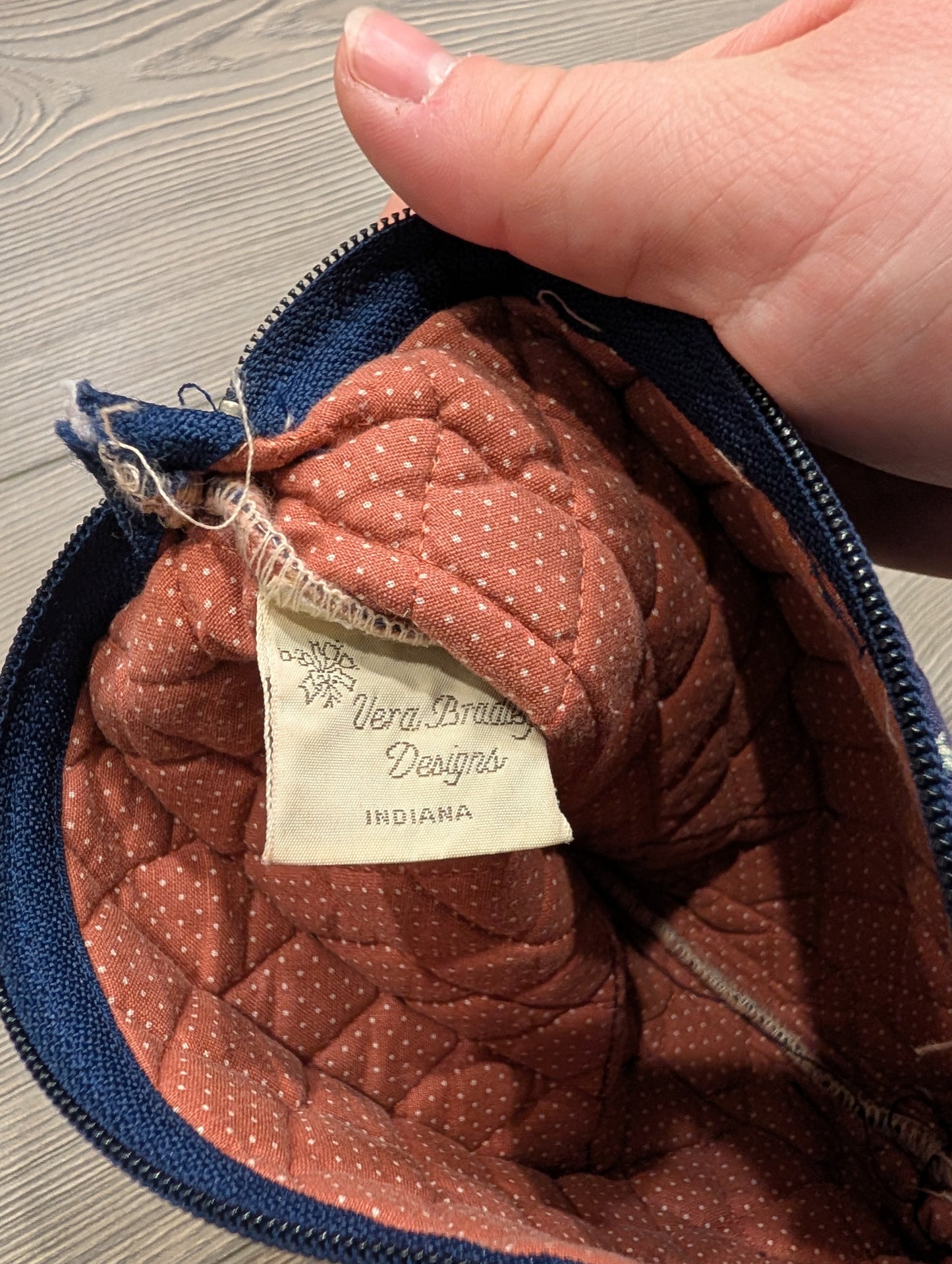 1987 Retired Vera Bradley Indiana Regency Blue Mini Bag with Shoulder Strap