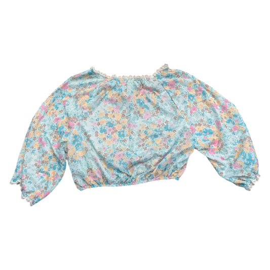 70s/80s Women's Flowery Lace-trimmed Blouse