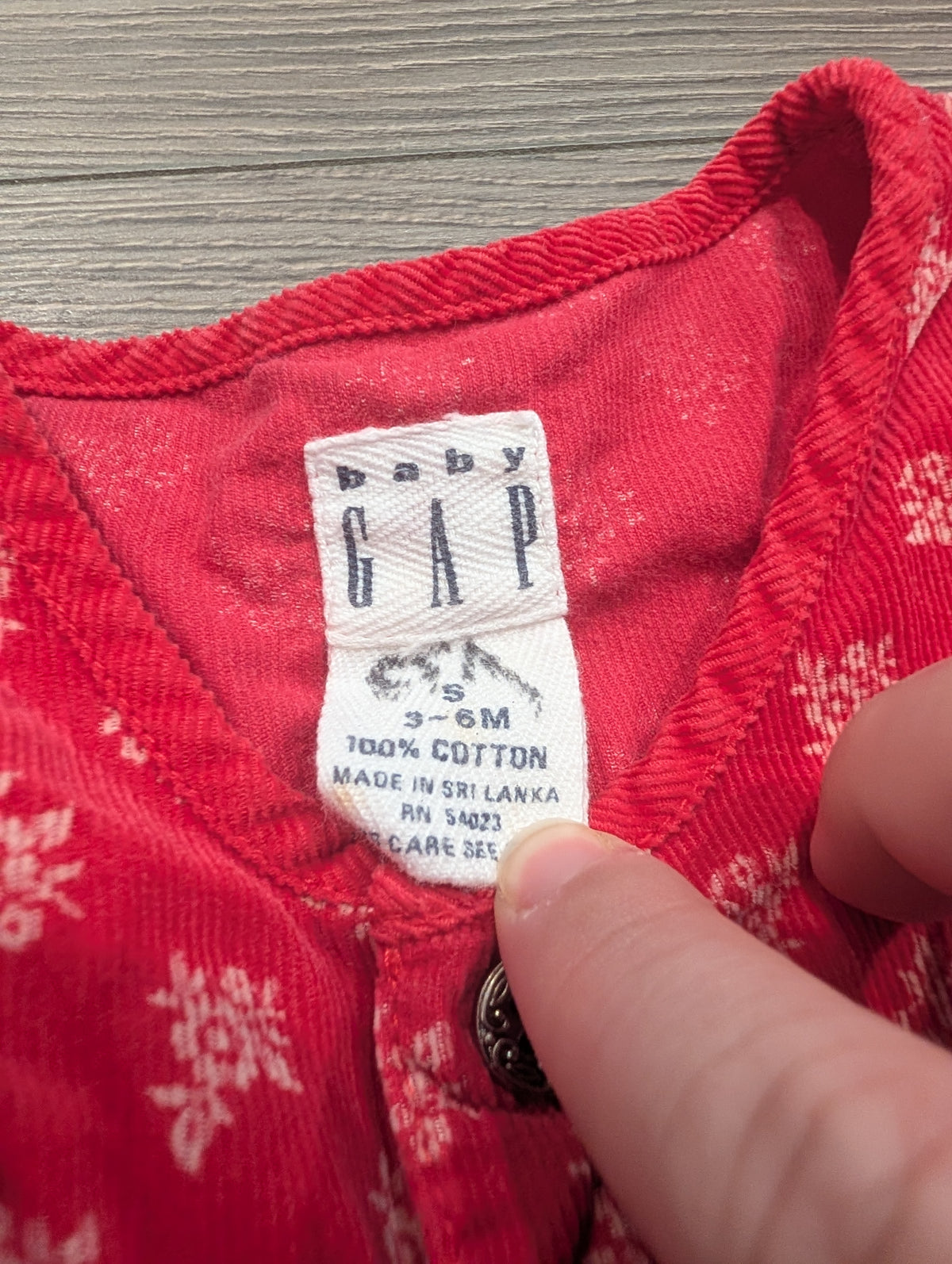90s Youth Baby Gap Red with AOP White Flowered Corduroy Jumper