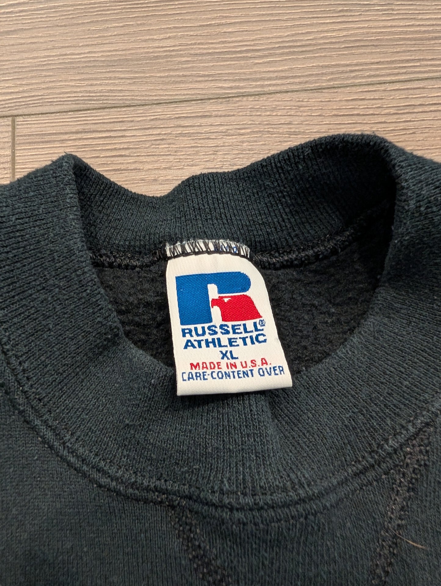 90s Black Russell Athletic Blank Double V Crewneck Sweatshirt