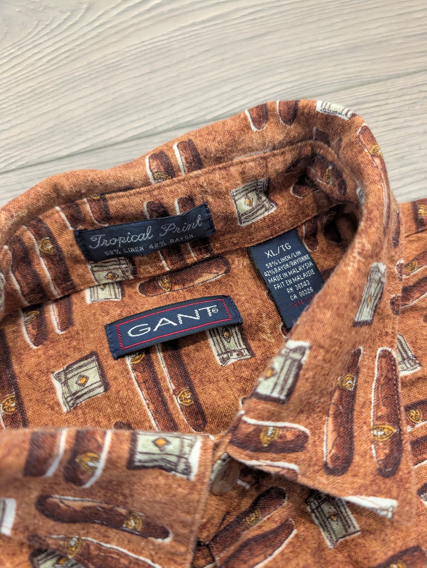 Y2K AOP Gant Cigar and Lighter Button-up Short Sleeve Shirt