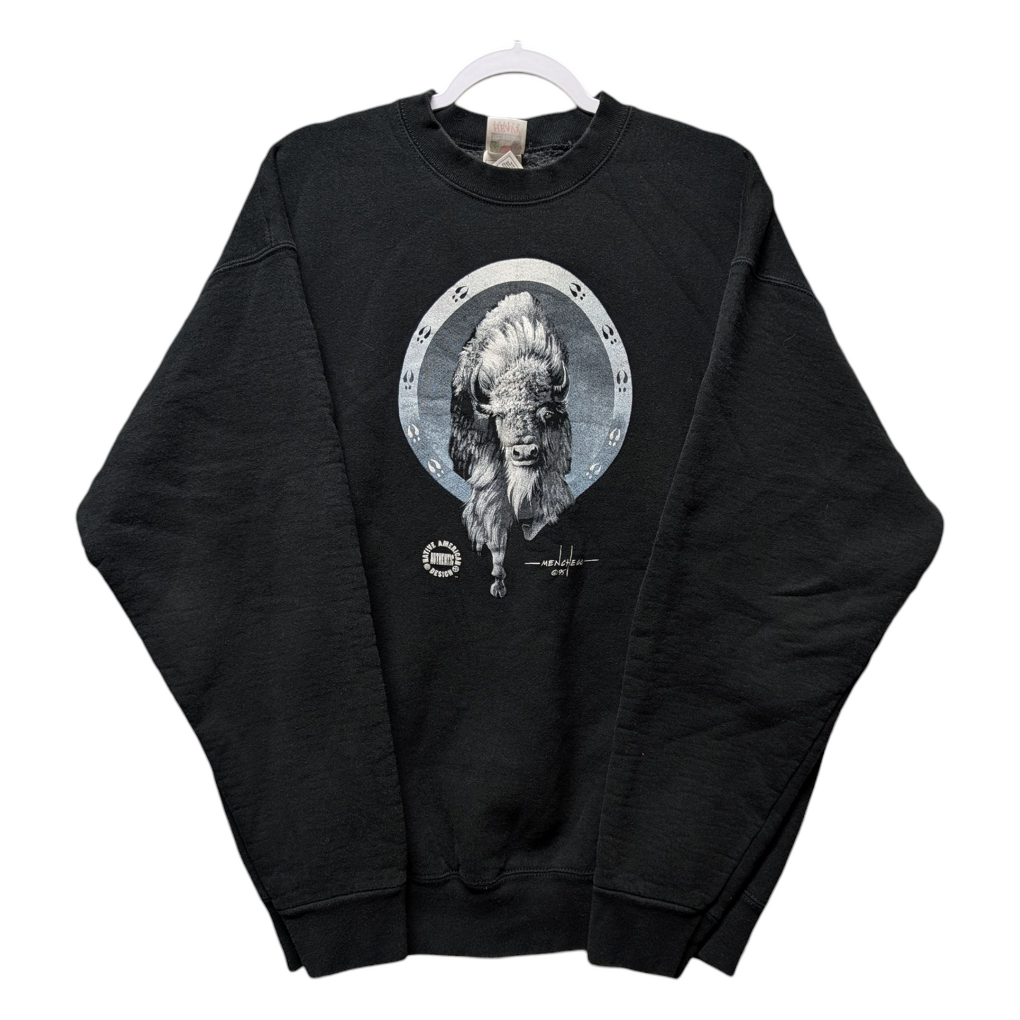 1995 Wild Buffalo Native American Design Crewneck Sweatshirt