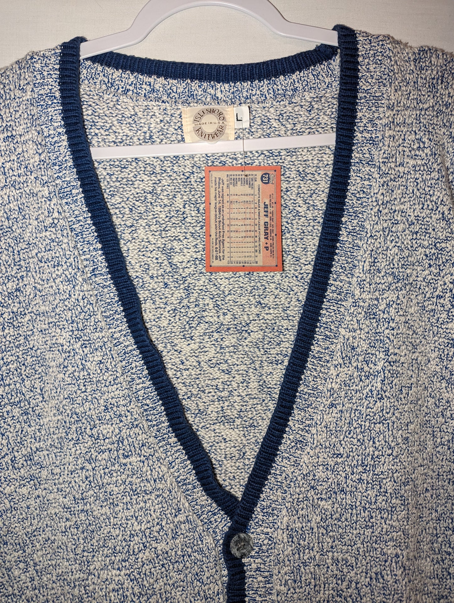 80s / 90s Heather blue and white cardigan sweater