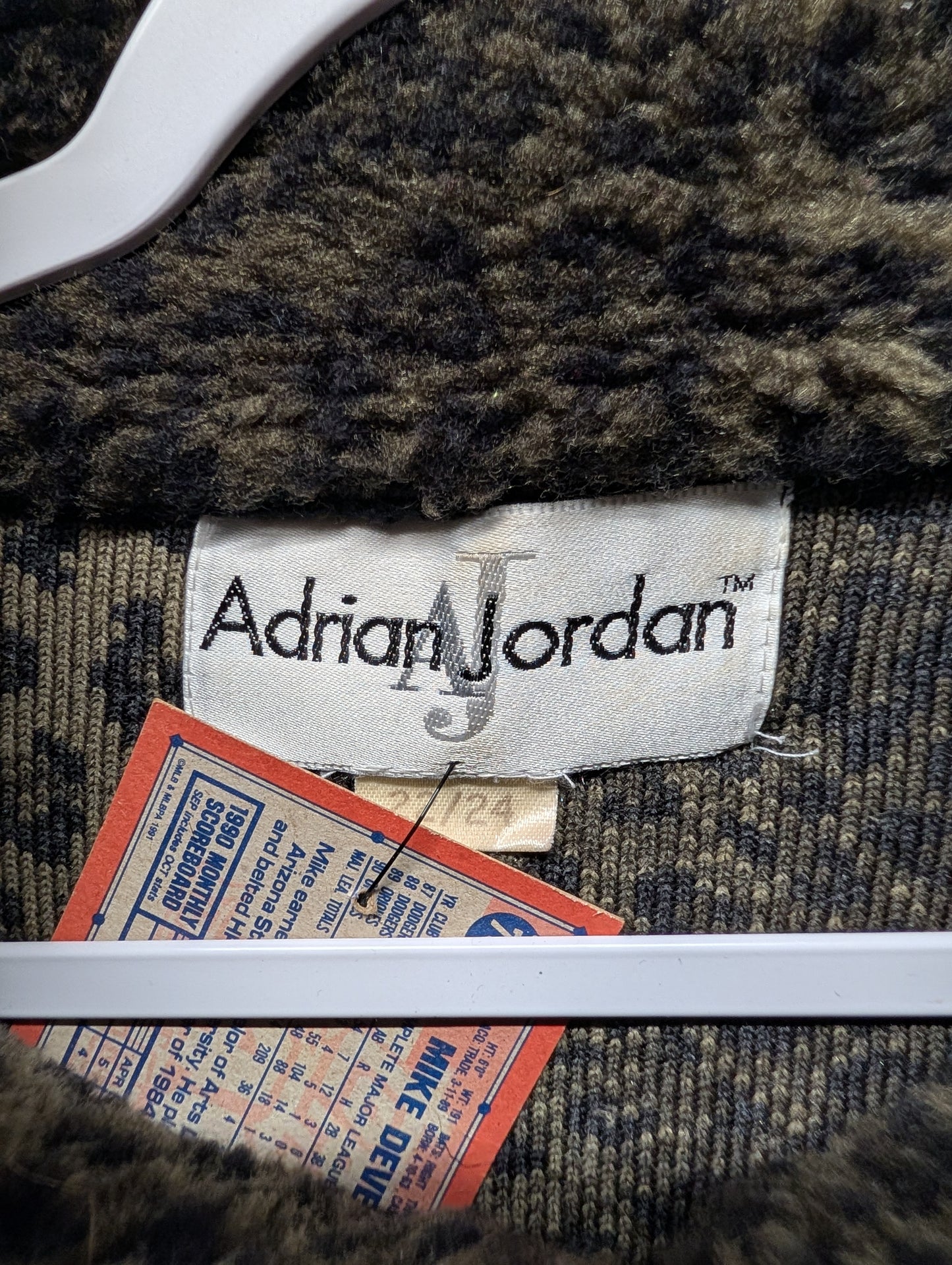 90s Adrian Jordan Leopard Print Fleece Zip Up Jacket