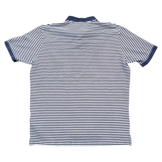 90s/Y2K Ralph Lauren Blue and White Striped Nautical Polo Shirt