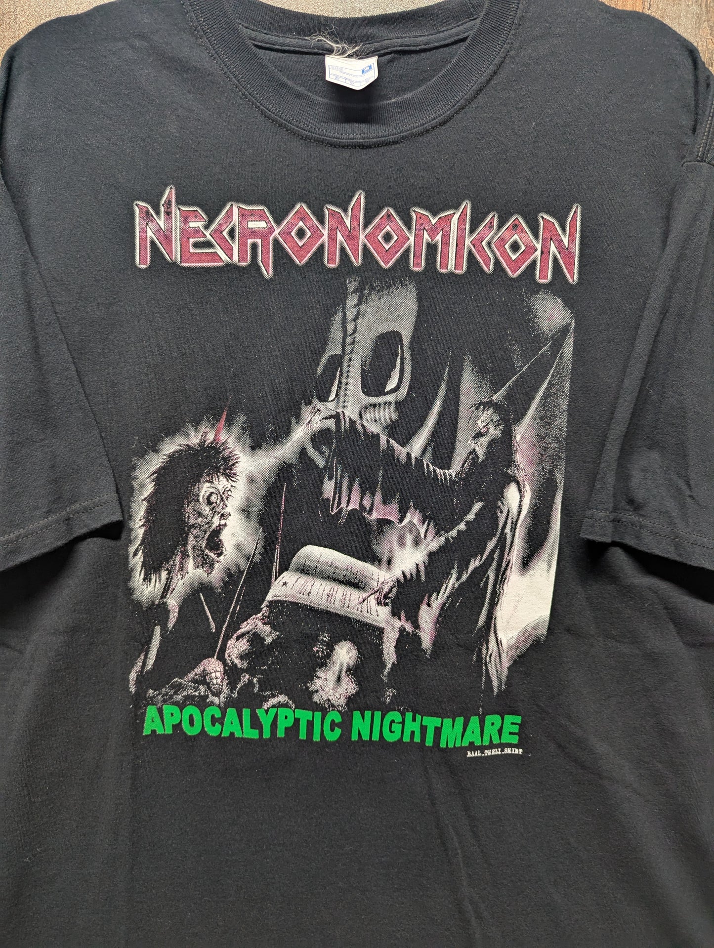 Mid 2000's Necronomicon Apocalyptic Nightmare Metal T Shirt