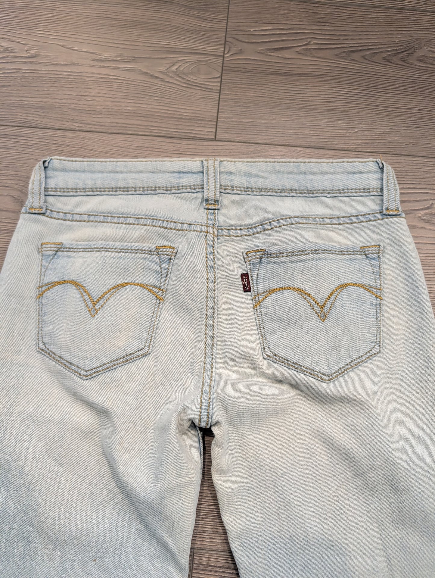 90's Women's Levi's Light Colored Stone Washed Slim Super Low-Rise Boot Cut Jeans