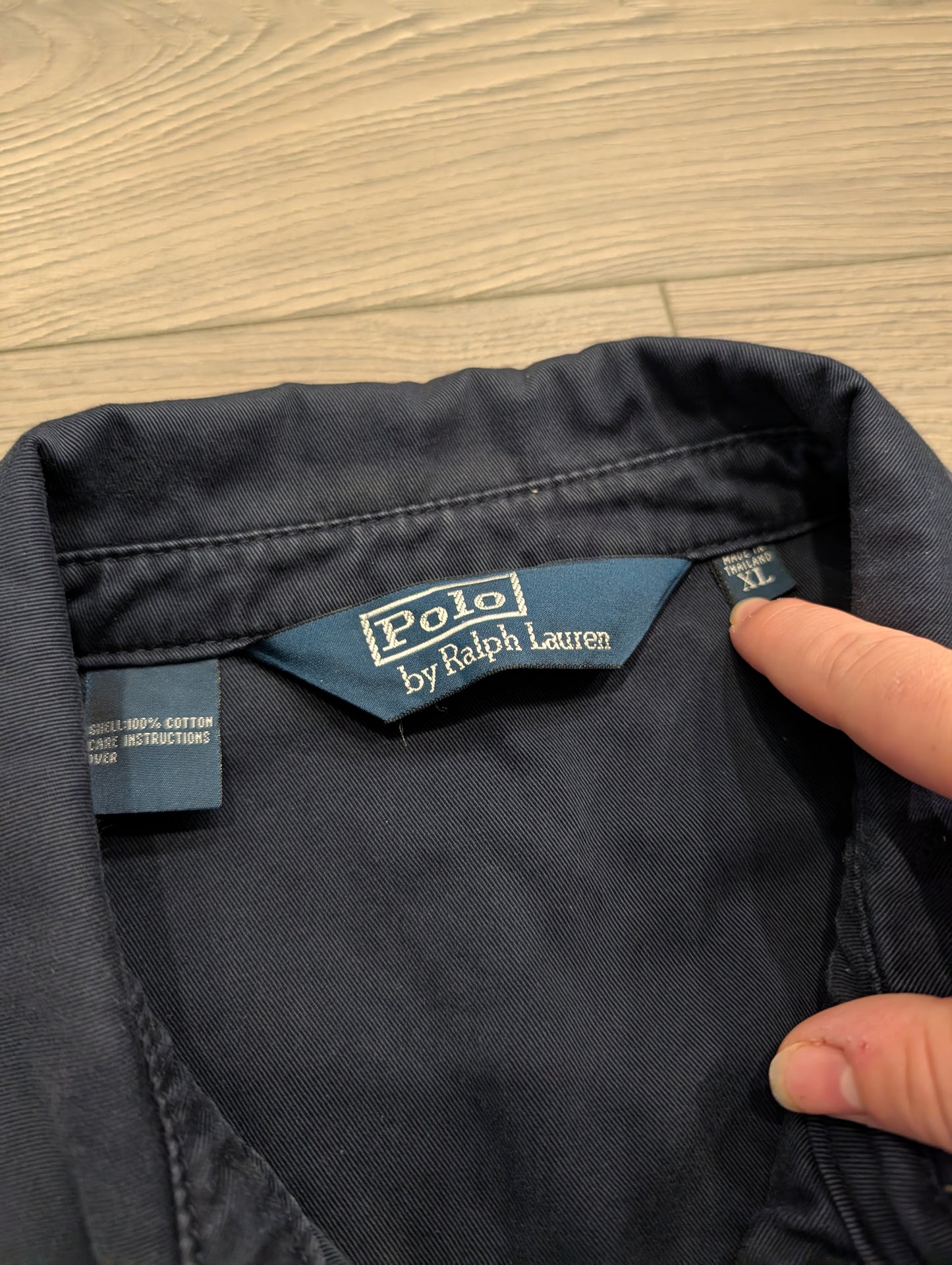 90s Polo Ralph Lauren Men's Navy Harrington Mid Length Jacket