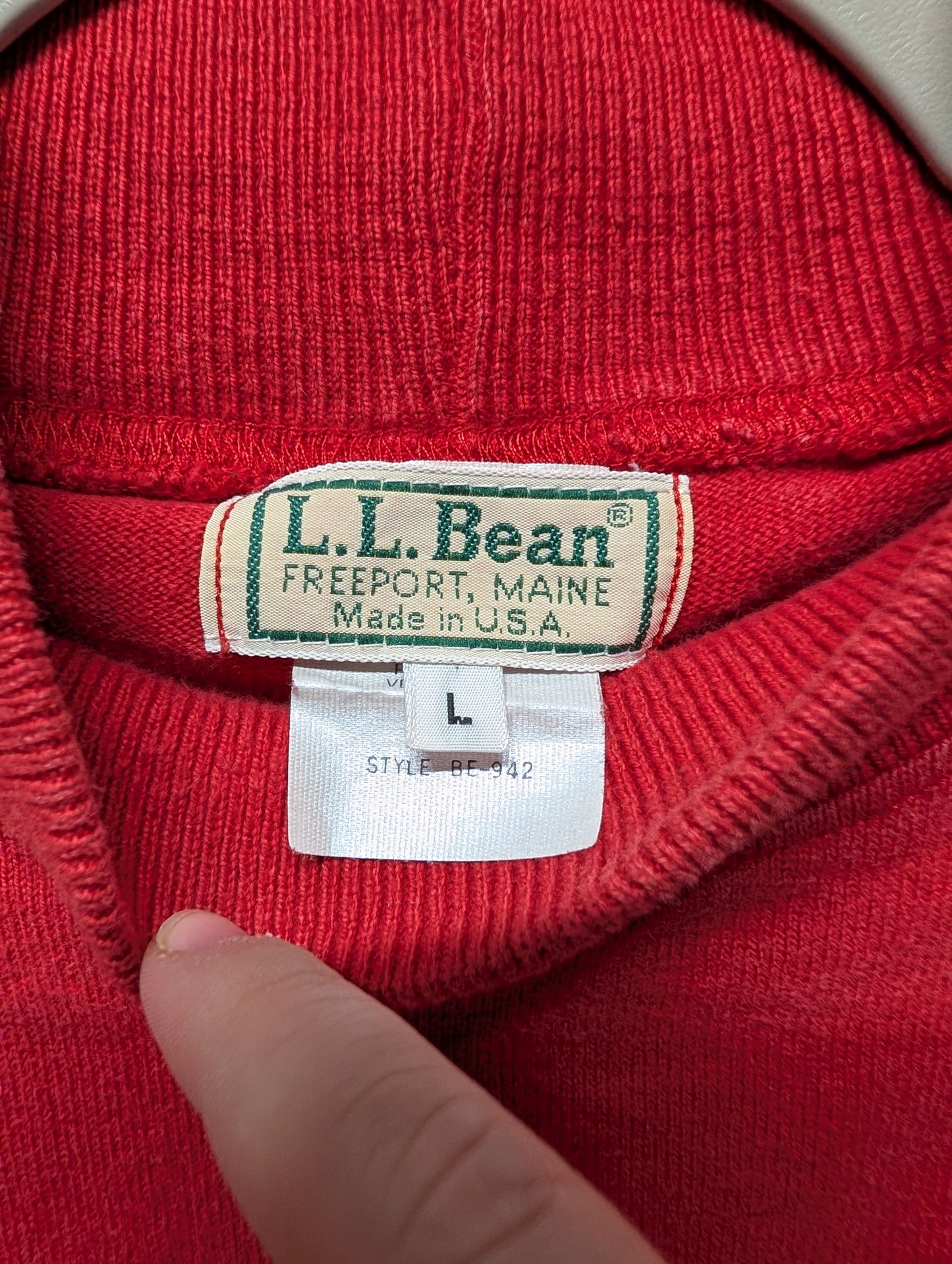 90s Red LL Bean Mock Neck Long Sleeve Shirt