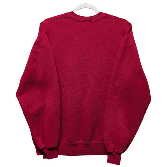 90s Red Flower Embroidered Fall Granny Crewneck Sweatshirt