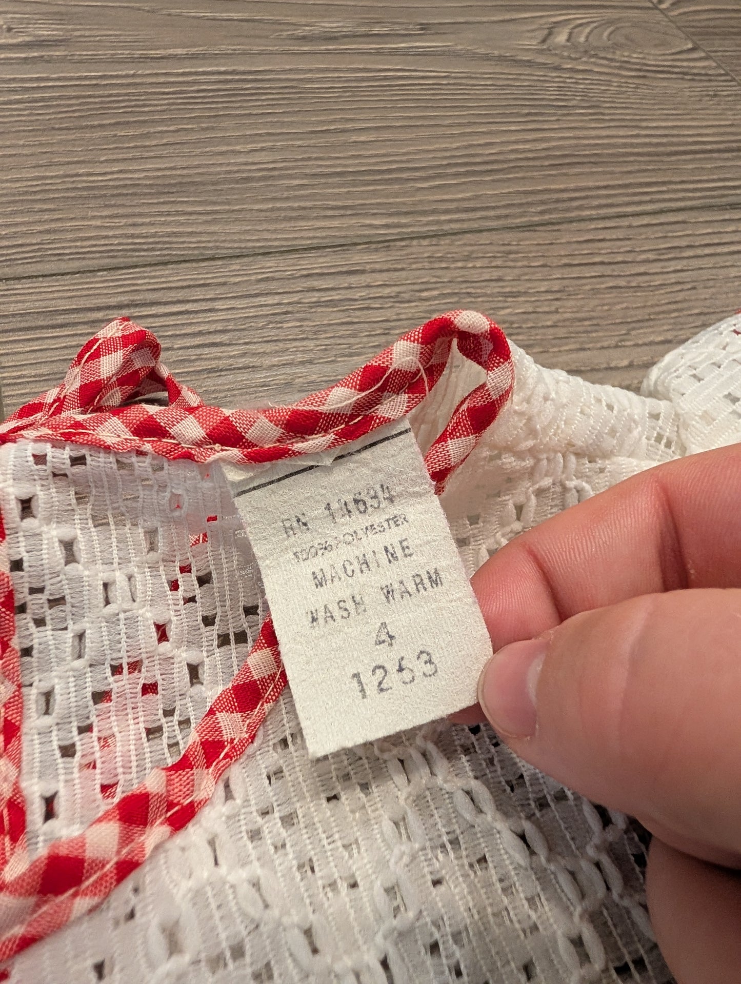 90s Youth Red Plaid Trimmed White Lace Cover Up Top