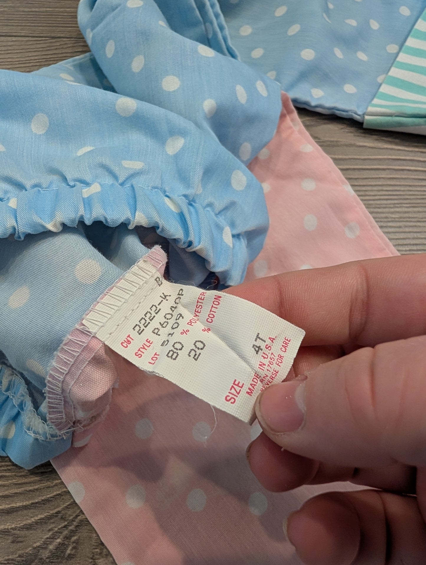 70's/80's Youth Pink and Blue polka dotted cuffed pants