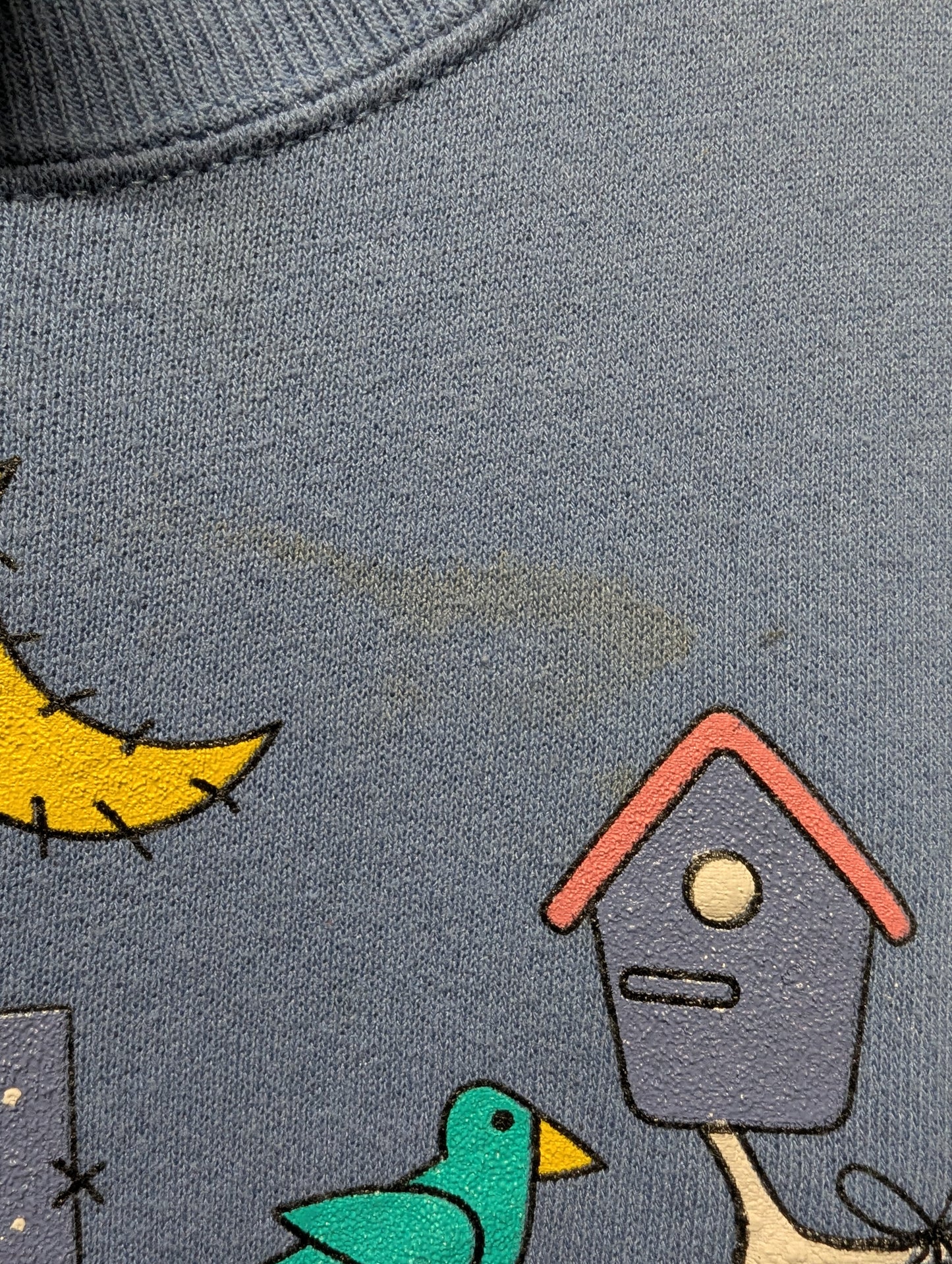 90s Cute Cat Patch Puff Print Granny Crewneck Sweatshirt