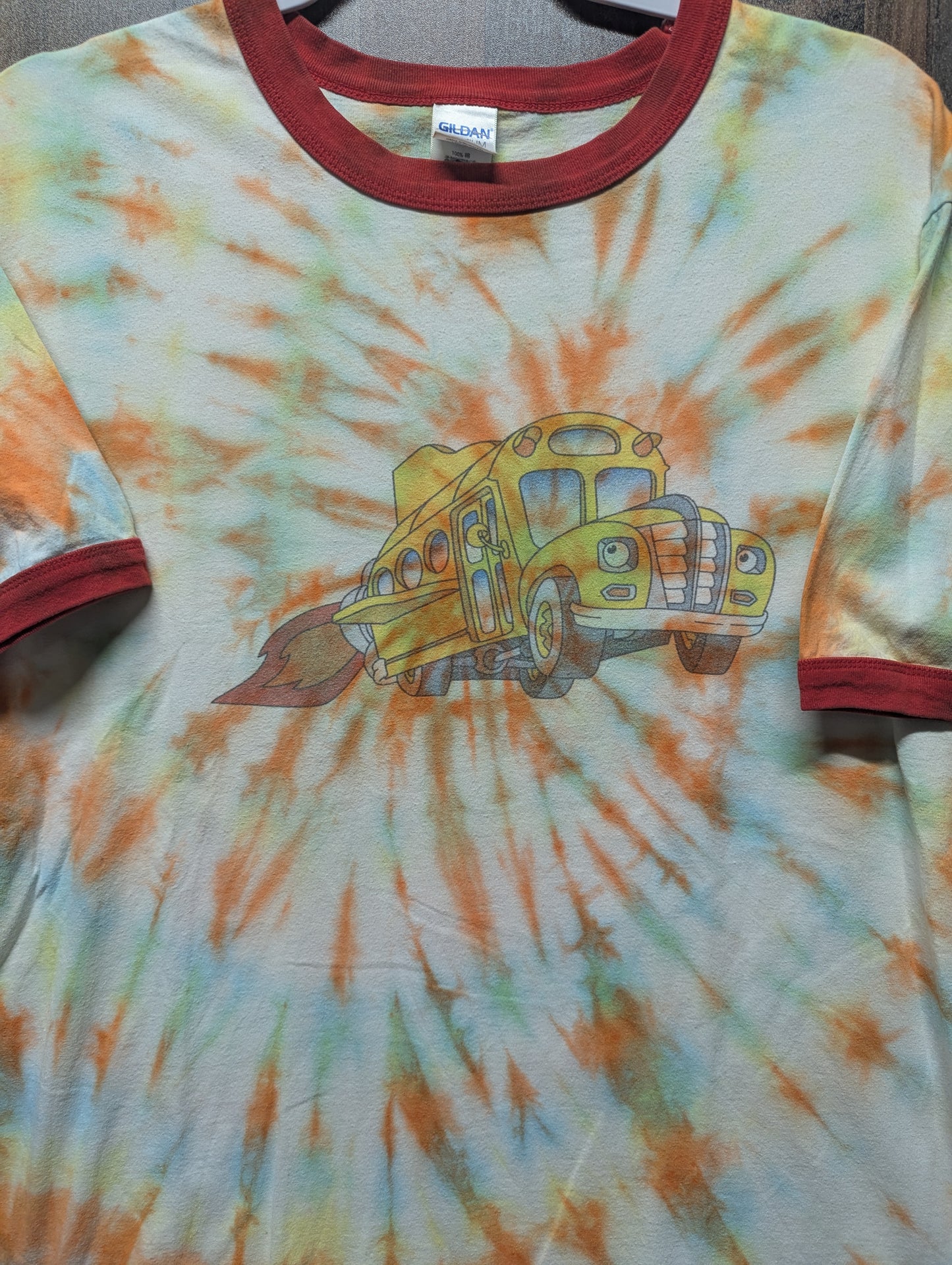Mid 2010s Magic School Bus Tie Dye Ringer T-shirt