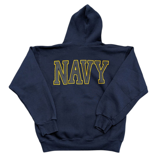 90s U.S Navy Pullover Reflective Hooded Sweatshirt
