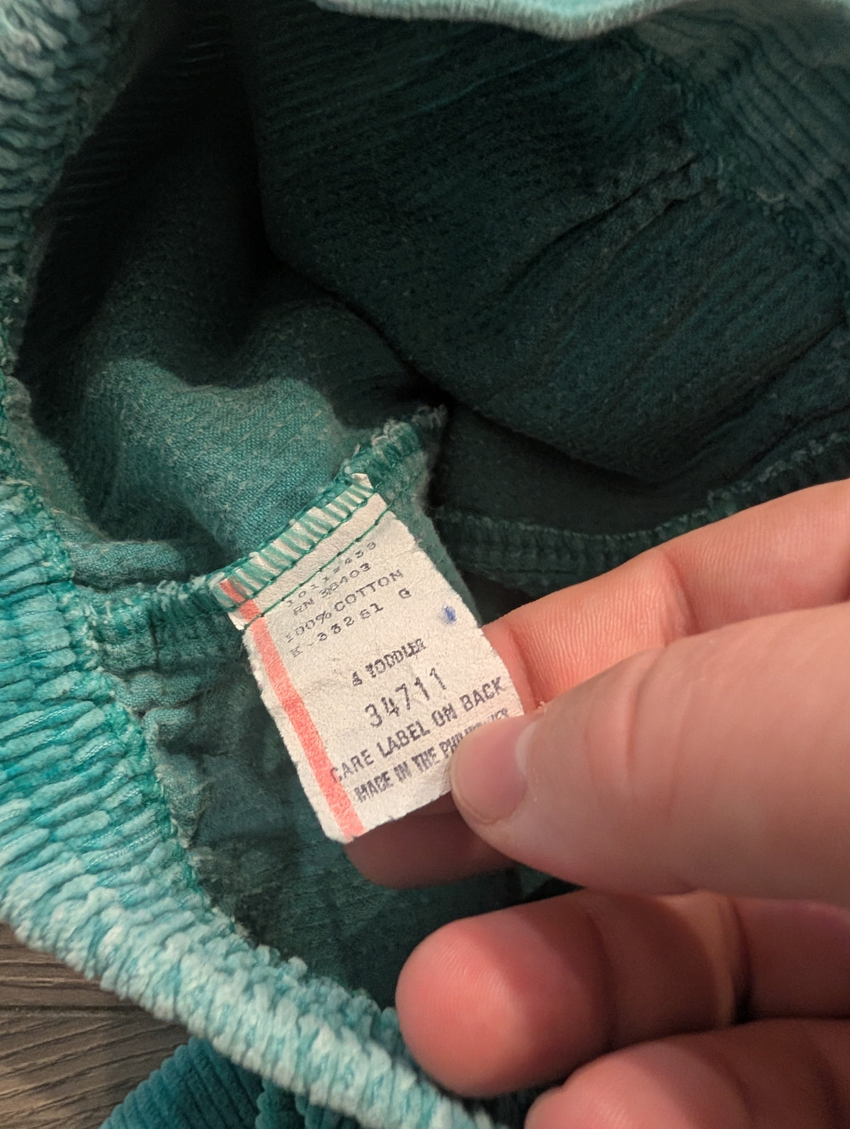 90s Youth Solid Teal Green Corduroy Pleated and Cuffed Pants