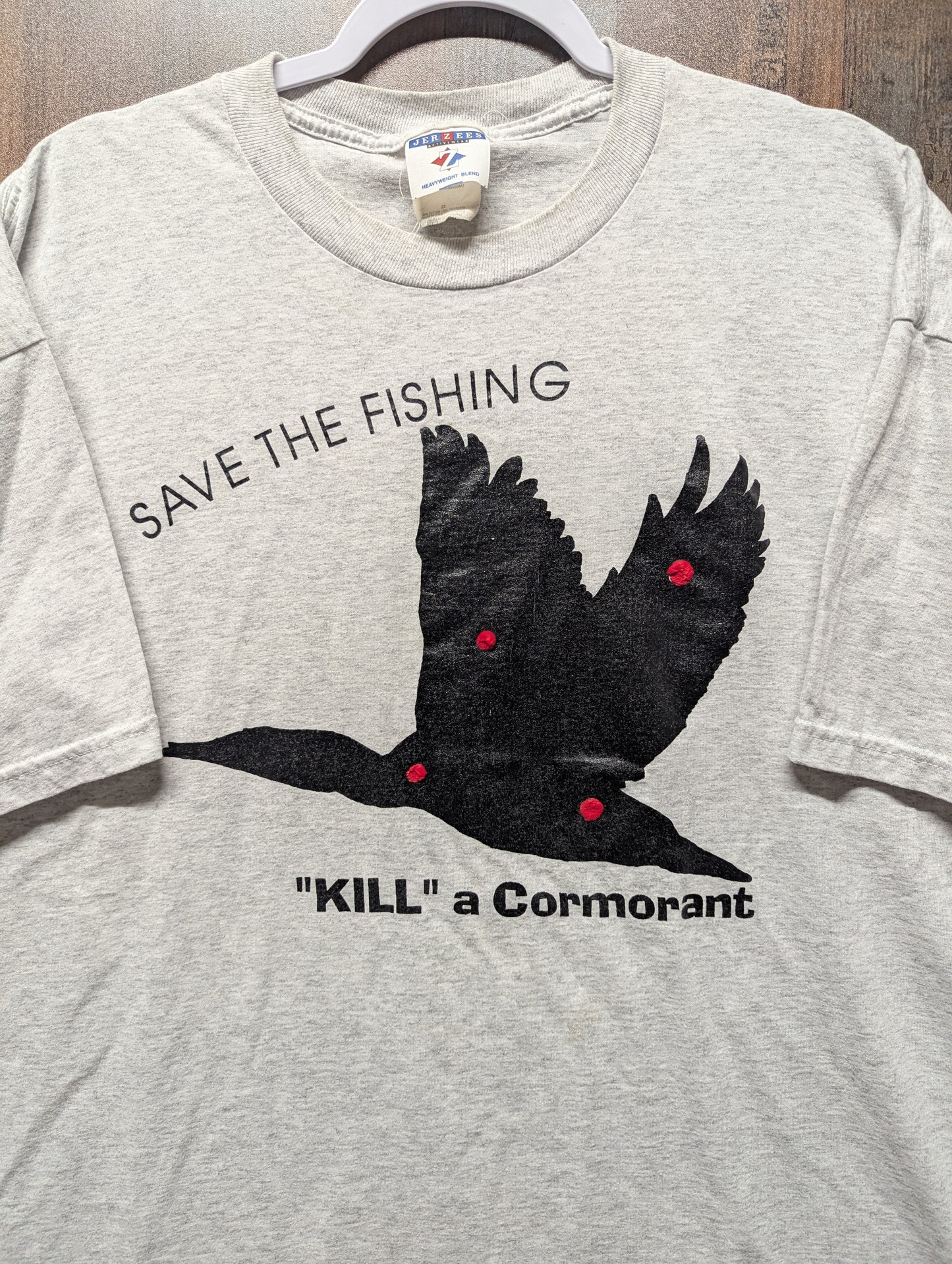 90s Save the Fishing Kill a Cormorant t shirt