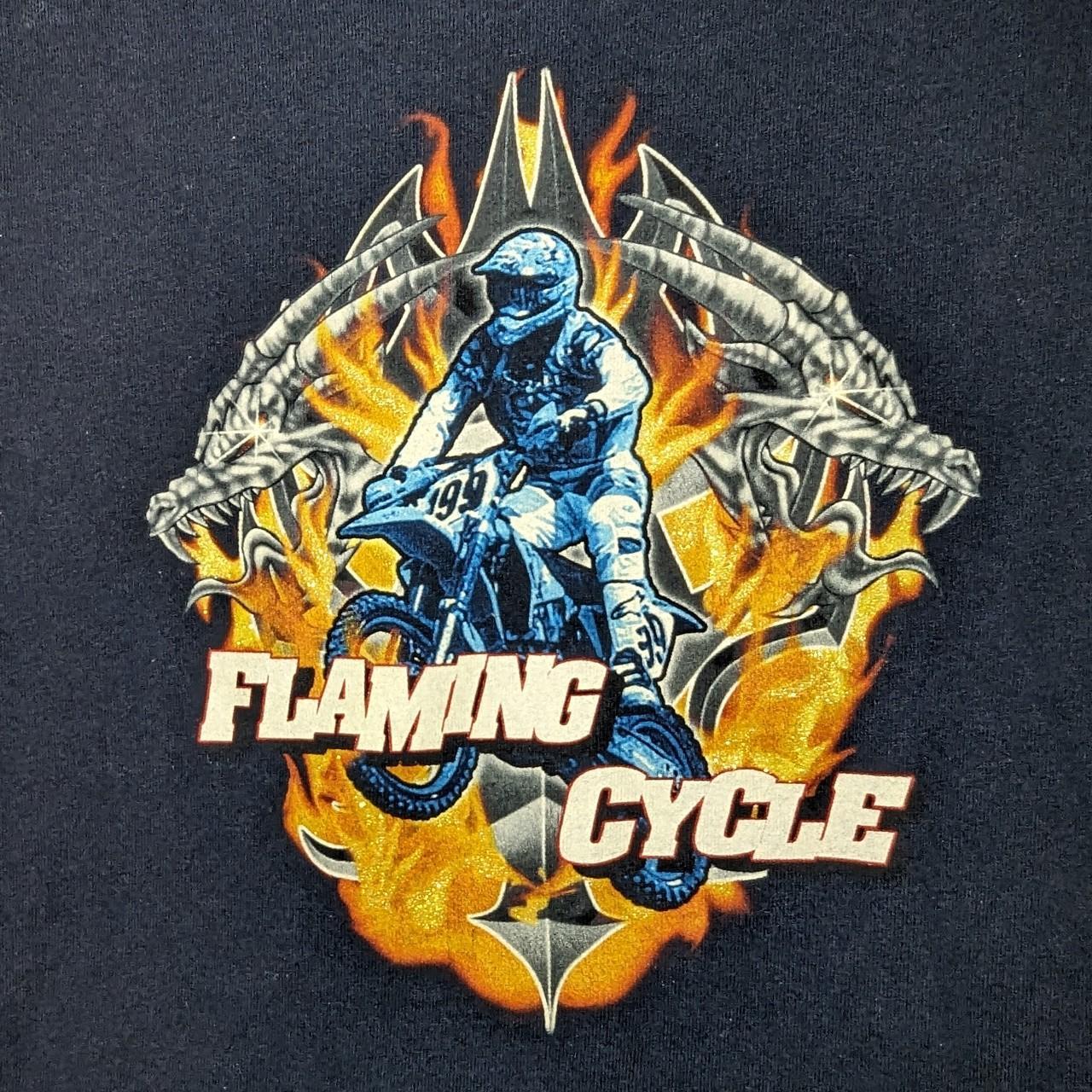 Y2K Hot Topic style Flaming Cycle cybercore style t shirt