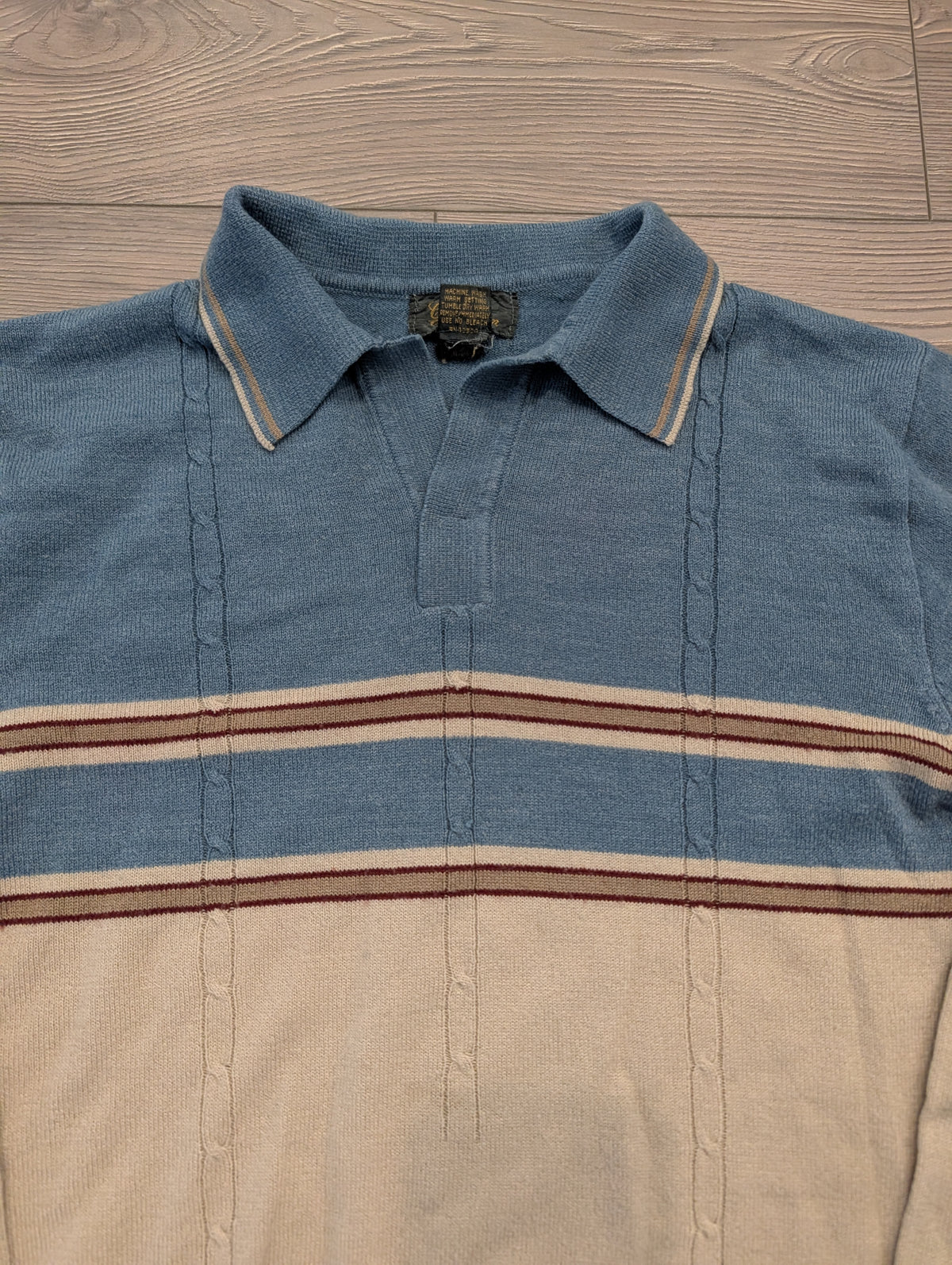 70s Striped Knit Polo Sweater